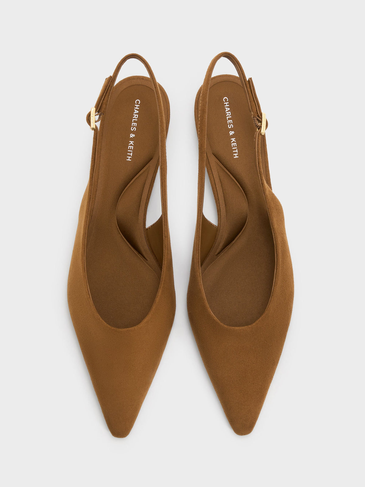 CHARLES & KEITH Signature | Emelia Faux Suede Slingback Flats - Camel