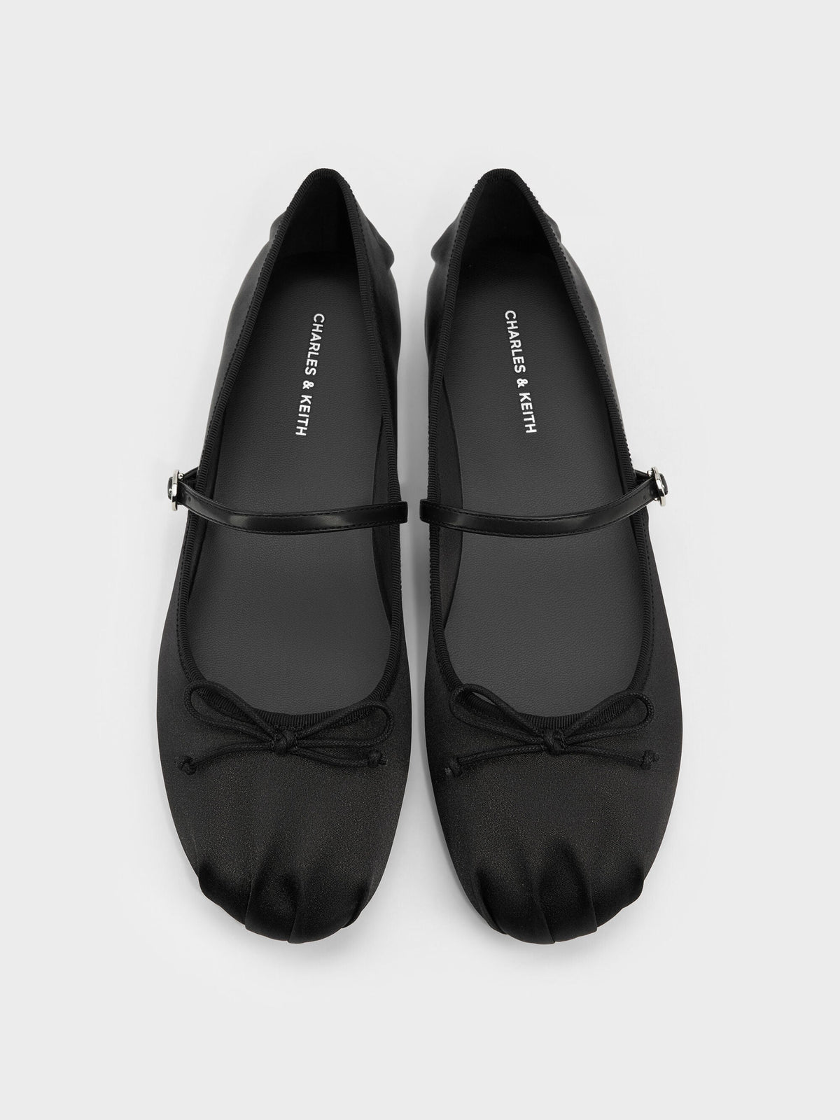 CHARLES & KEITH New | Emiko Satin Bow Mary Jane Flats - Black