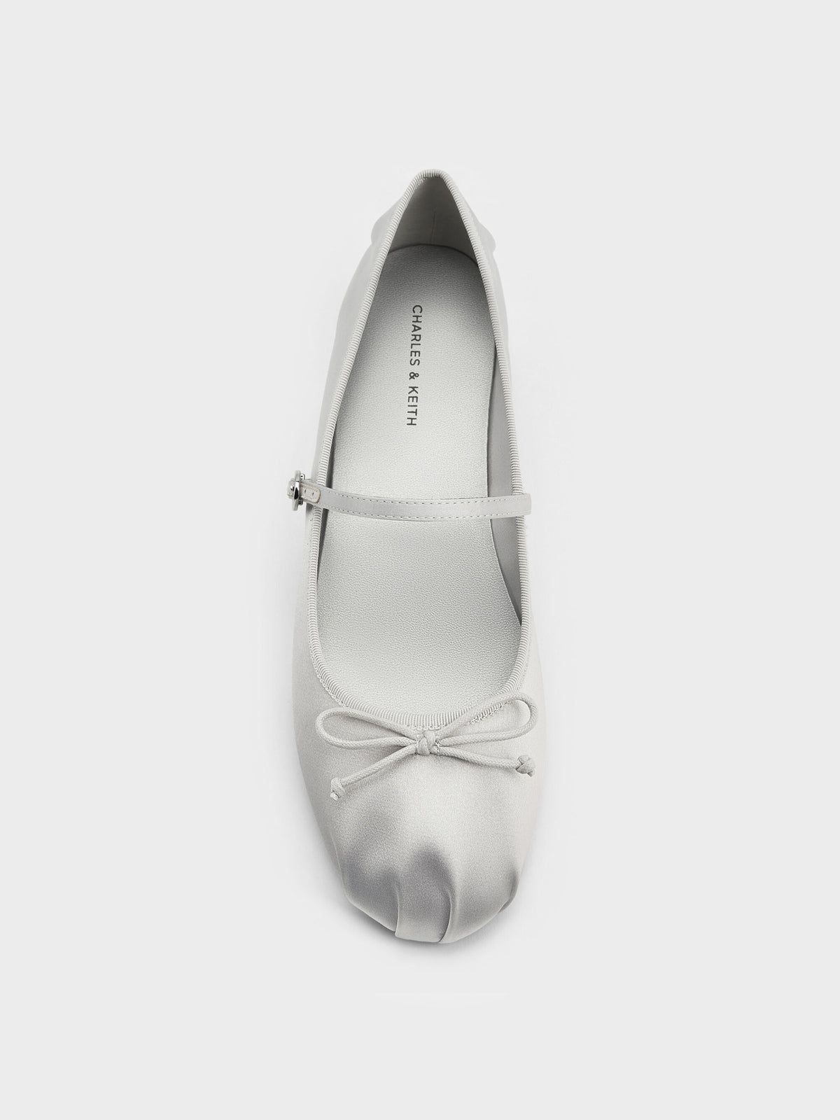 CHARLES & KEITH Smart Buy | Emiko Satin Bow Mary Jane Flats - Silver