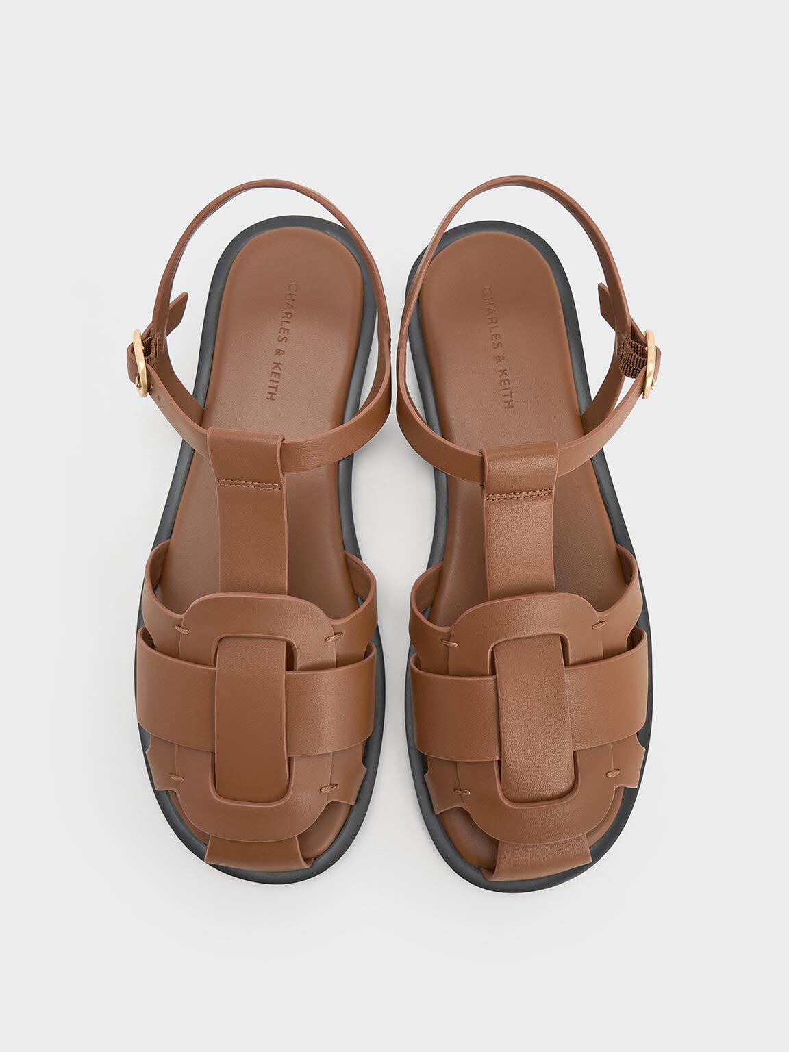 CHARLES & KEITH Essential | Easley T-Bar Caged Sandals - Caramel