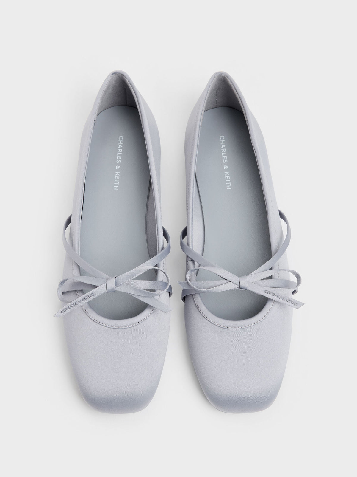 CHARLES & KEITH Top Pick | Satin Bow Ballet Flats - Grey