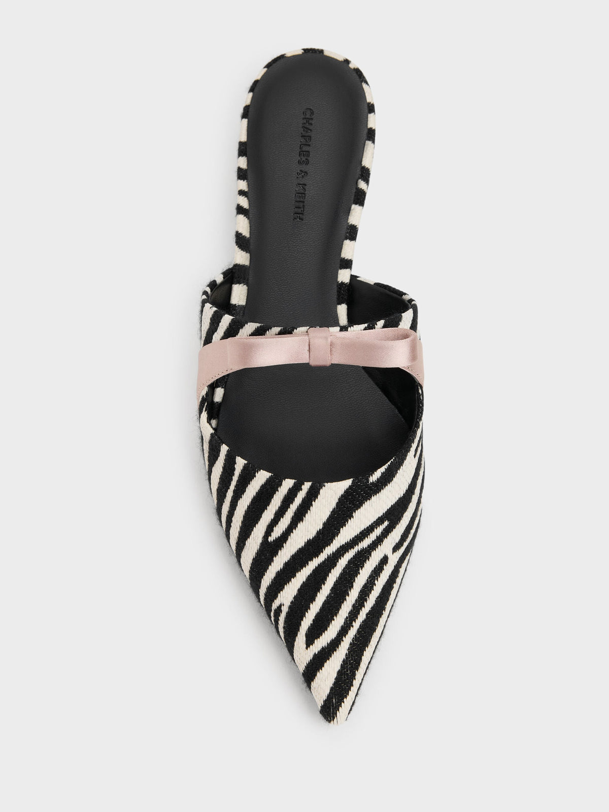 CHARLES & KEITH Classic | Kaleen Zebra-Print Pointed Mules - Animal Print Black
