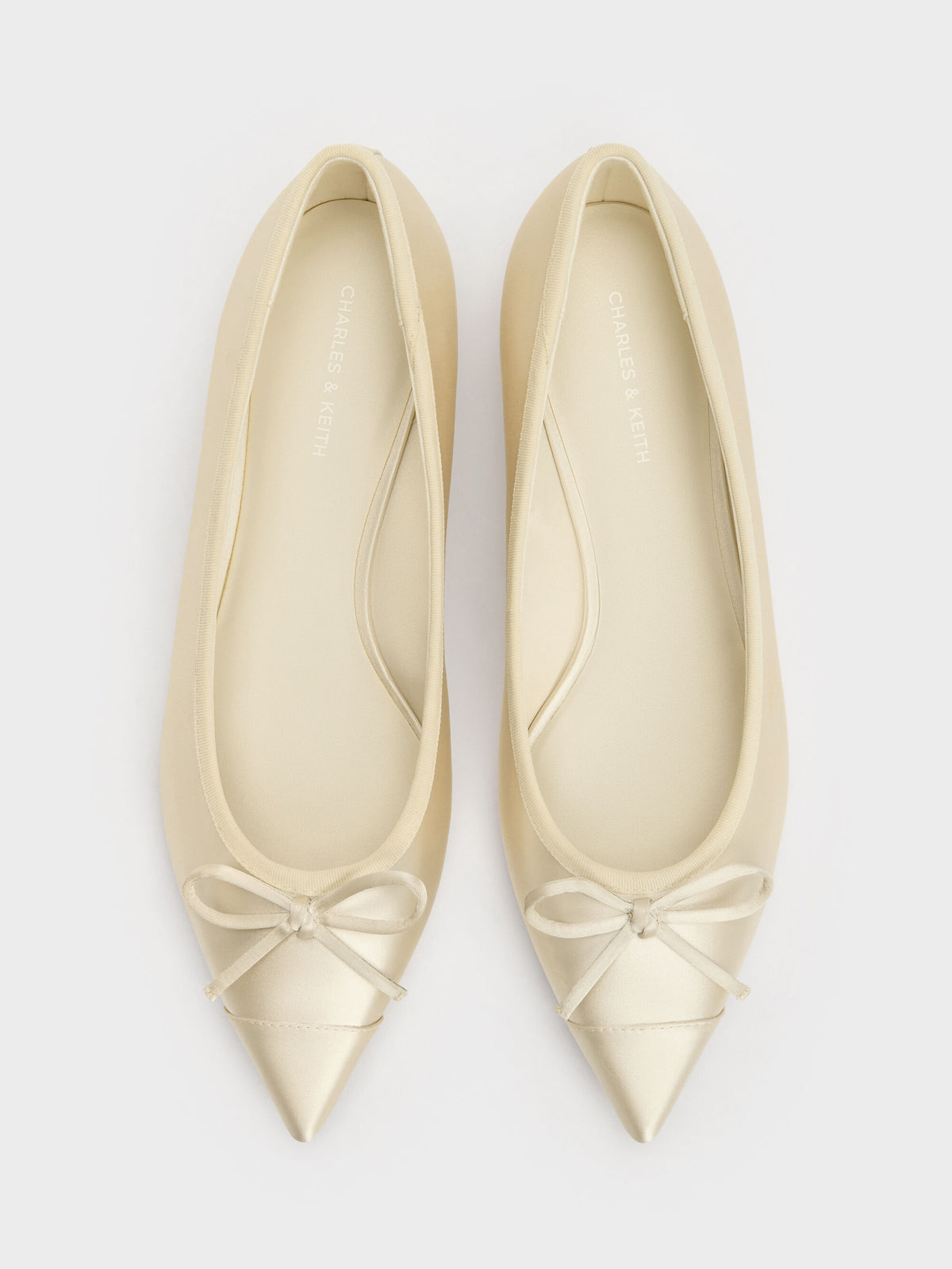 CHARLES & KEITH Value | Briella Satin Cap-Toe Flats - Cream