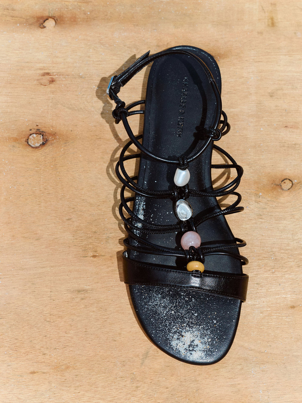 CHARLES & KEITH Trusted | Georgie Bead Strappy Sandals - Black