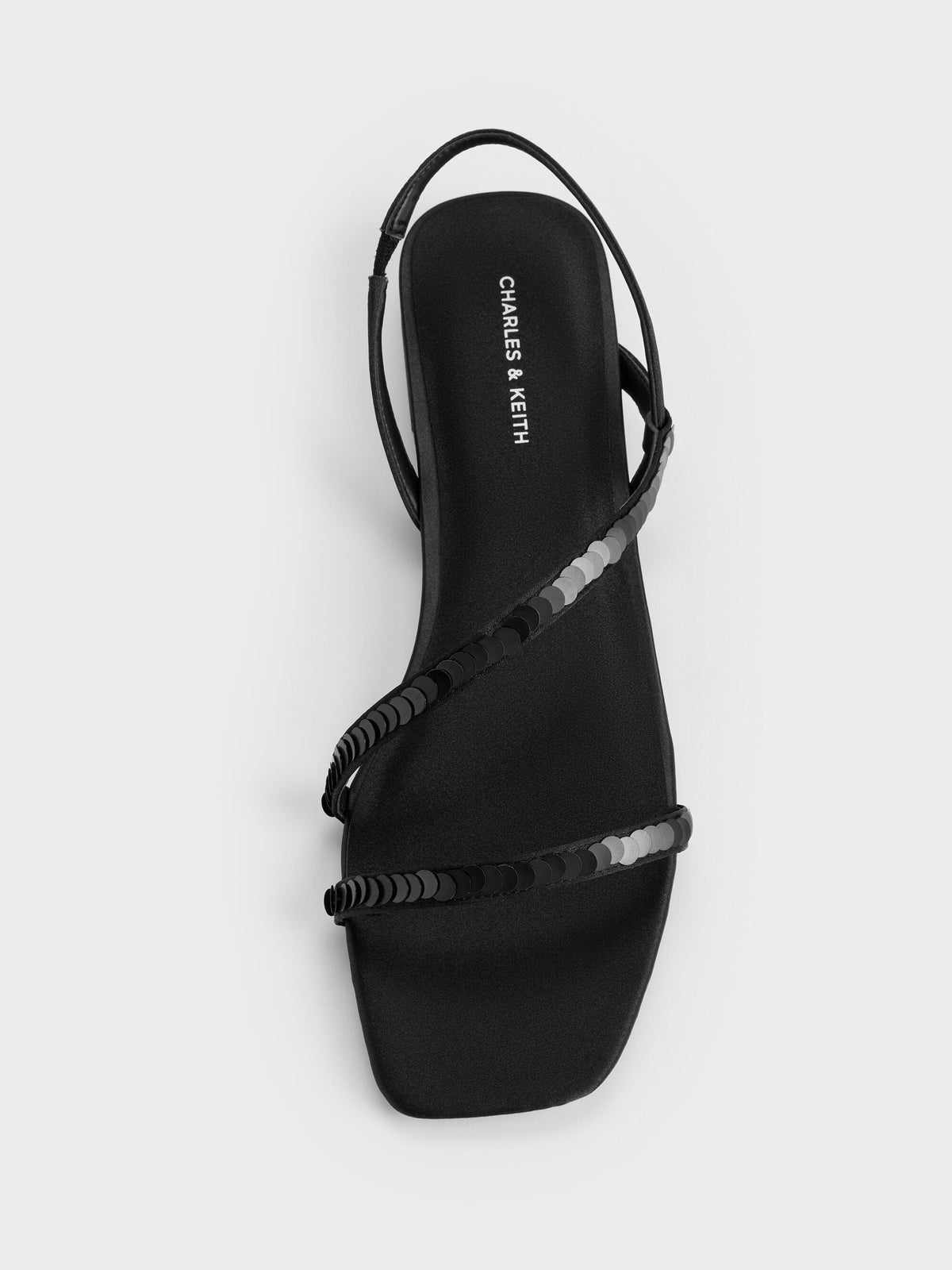 CHARLES & KEITH Featured | Briella Sequinned Strappy Sandals - Black Textured