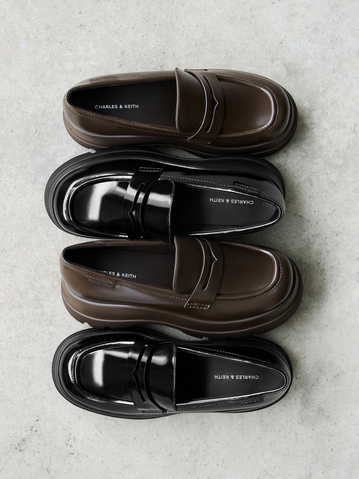 CHARLES & KEITH Latest | Leoi Platform Penny Loafers - Black Box