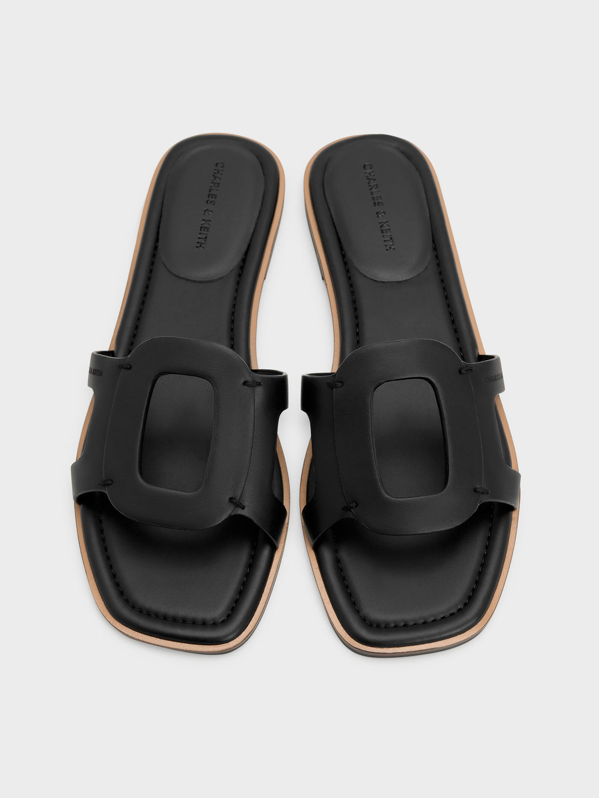CHARLES & KEITH Trusted | Easley Cut-Out Slide Sandals - Black