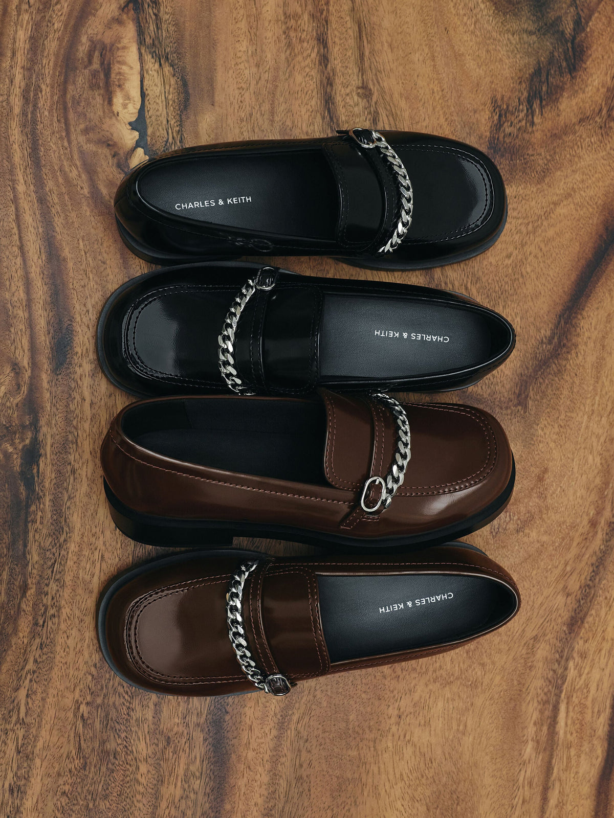 CHARLES & KEITH Everyday | Georgie Chain Loafers - Black Box
