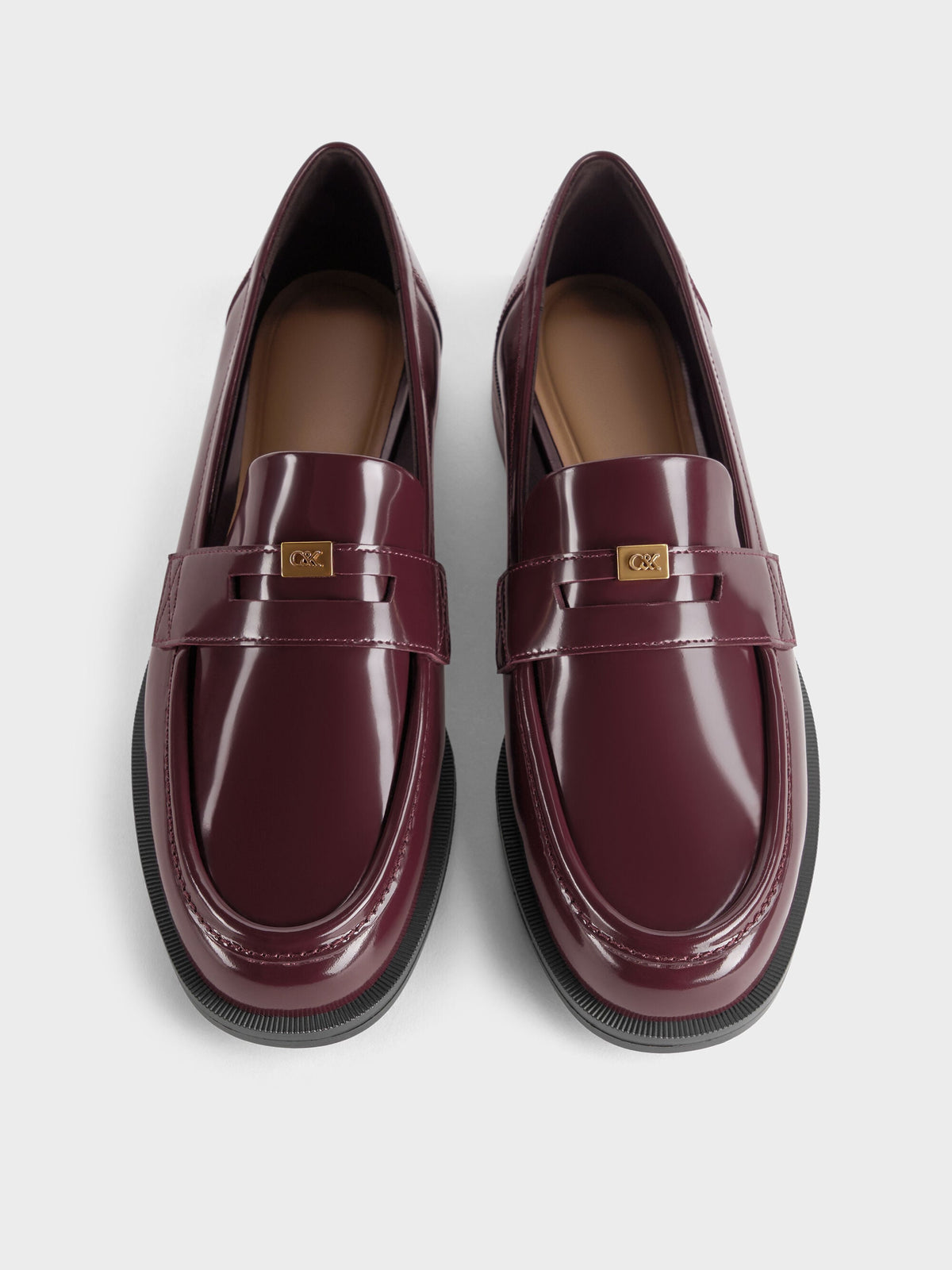CHARLES & KEITH Quality | Georgina Leather Penny Loafers - Burgundy