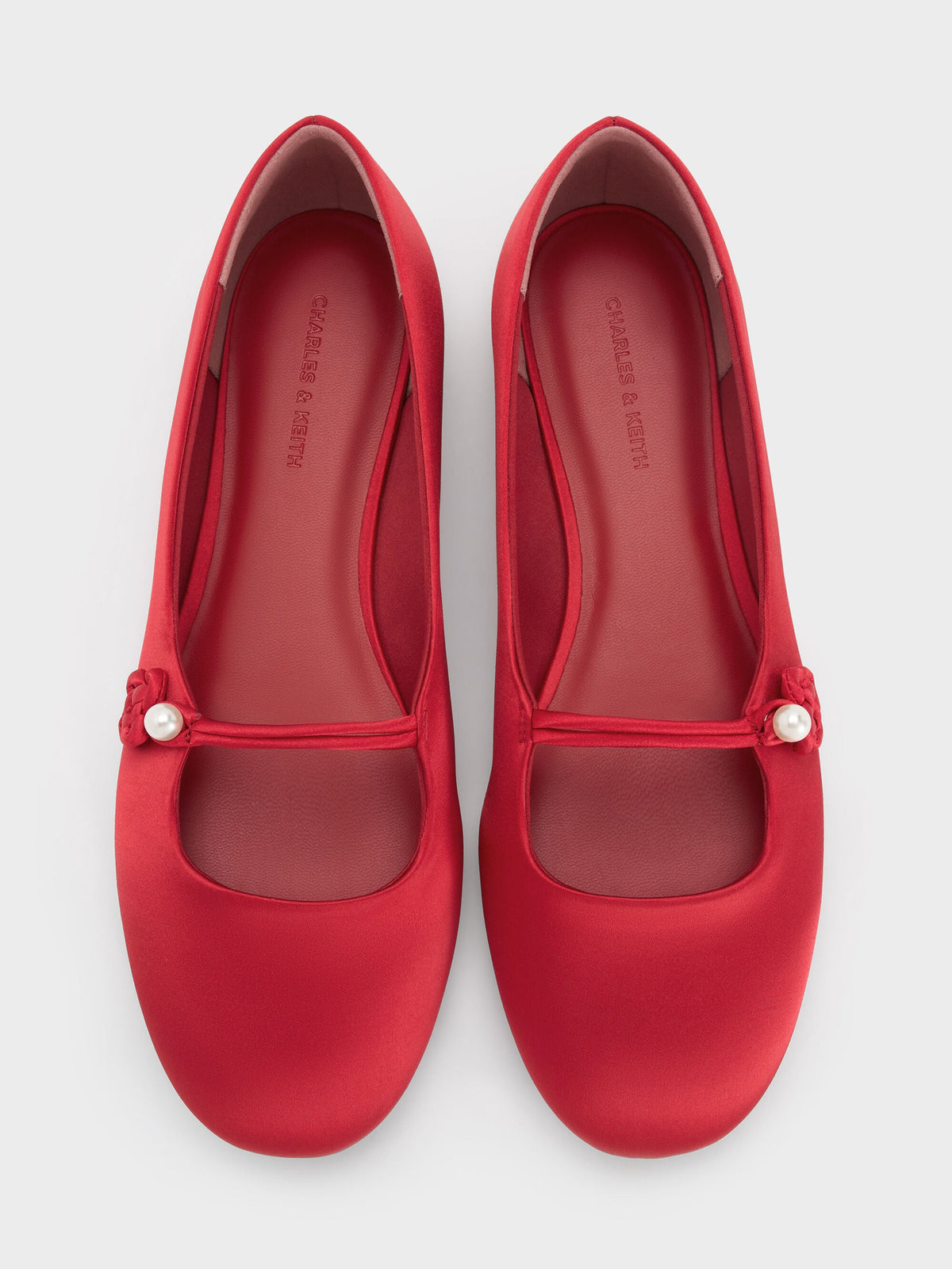 CHARLES & KEITH Value | Orinda Knot-Pearl Mary Jane Flats - Red