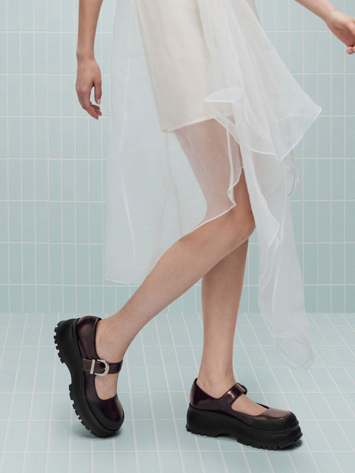 CHARLES & KEITH Deals | Darra Platform Mary Janes - Burgundy