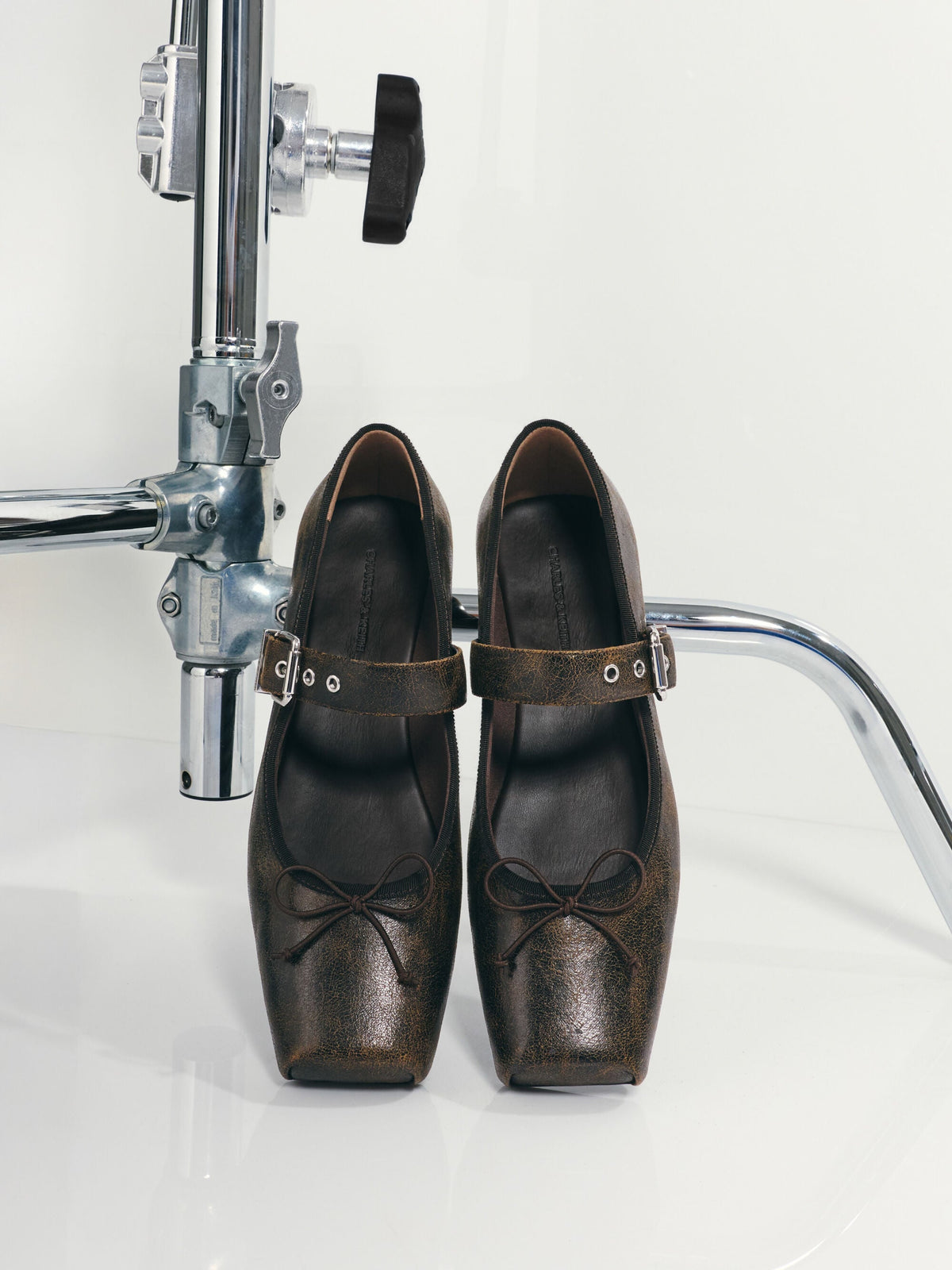 CHARLES & KEITH Top Pick | Myler Crinkle-Effect Bow Mary Janes - Dark Brown