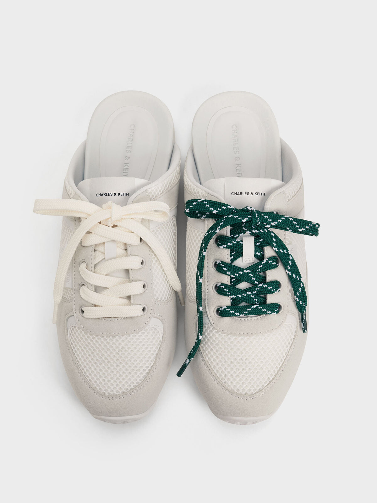CHARLES & KEITH Essential | Mesh Lace-Up Sneaker Mules - White