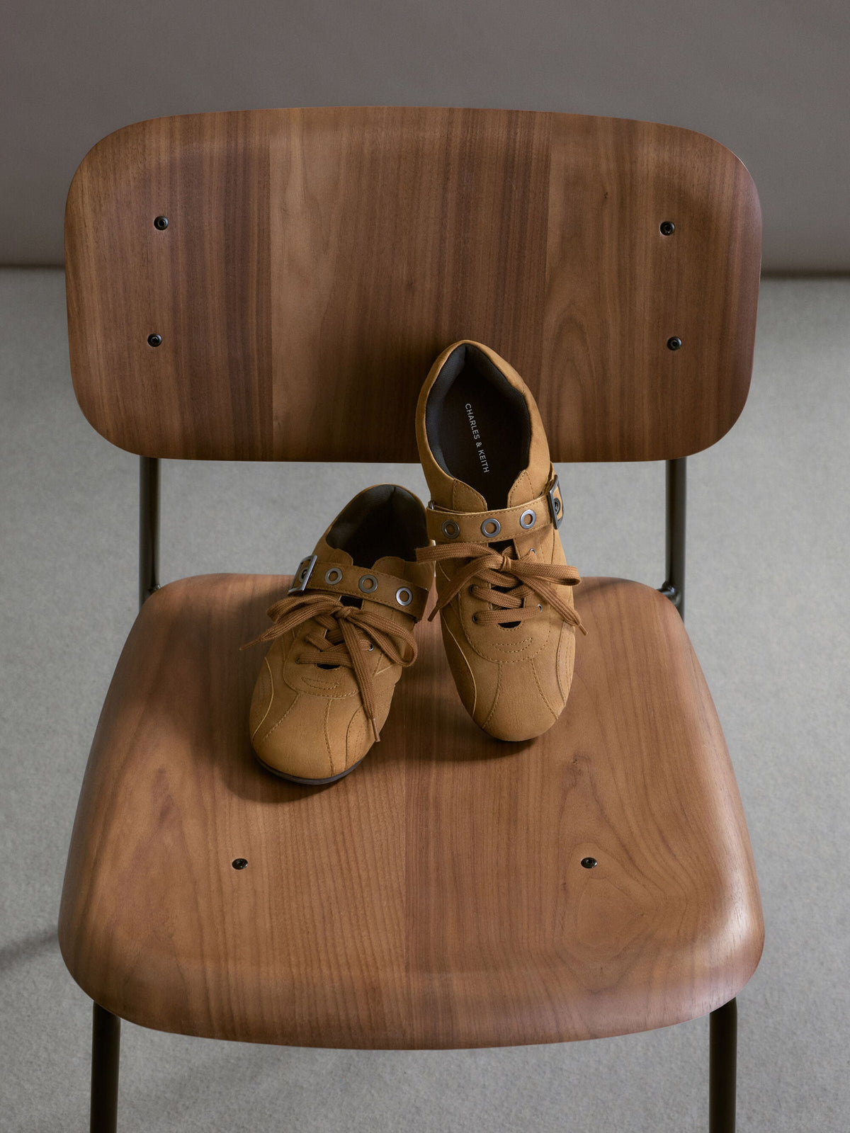 CHARLES & KEITH Trusted | Jollie Grommet Mary Jane Sneakers - Sand