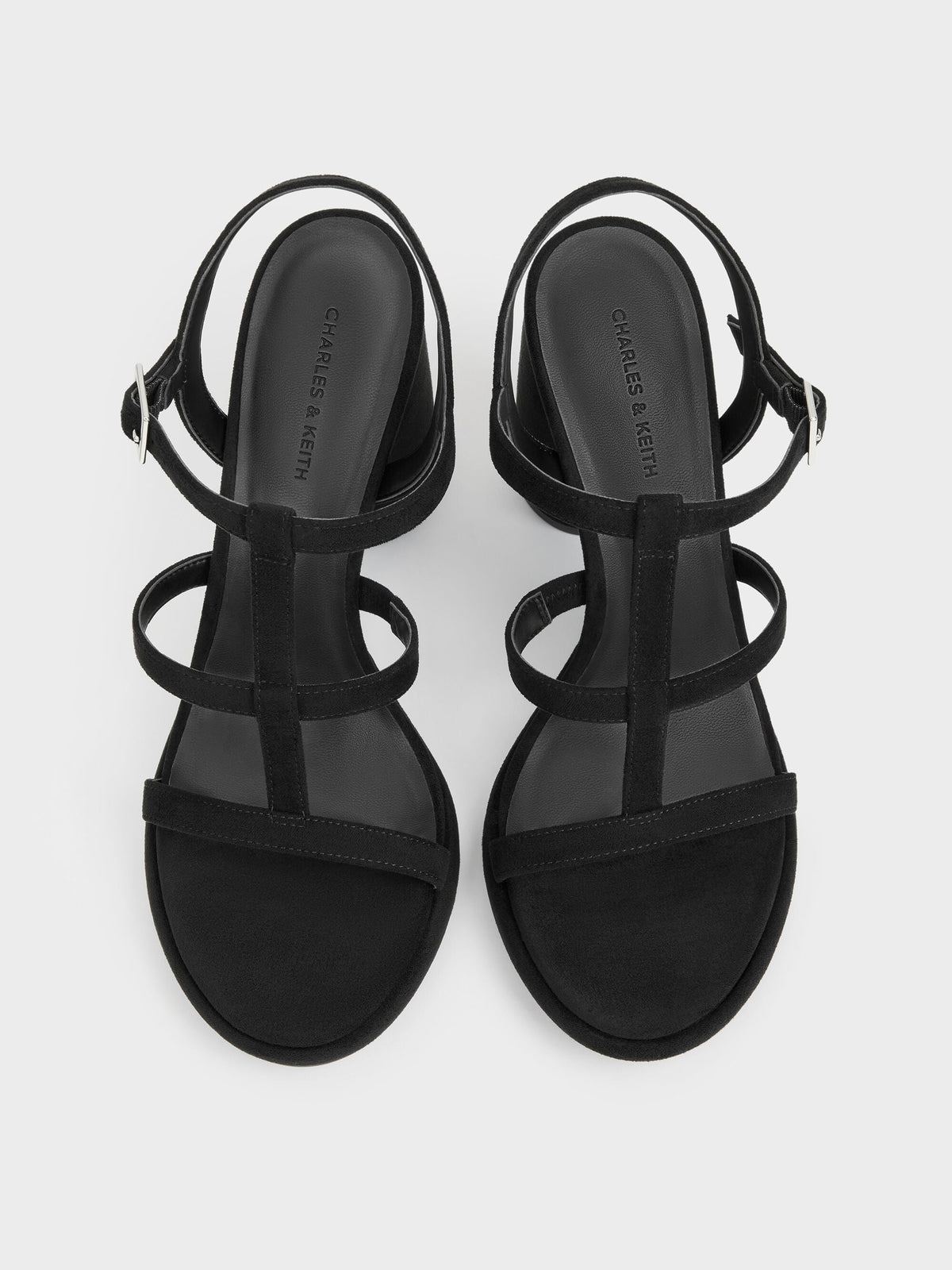 CHARLES & KEITH Essential | Aether Faux Suede Platform Sandals - Black Textured