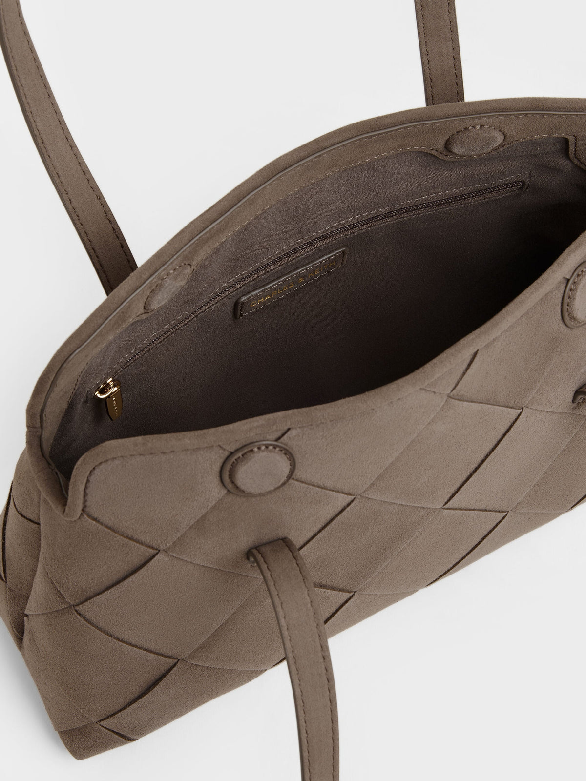 CHARLES & KEITH Essential | Maribel Woven Trapeze Shoulder Bag - Stone Grey