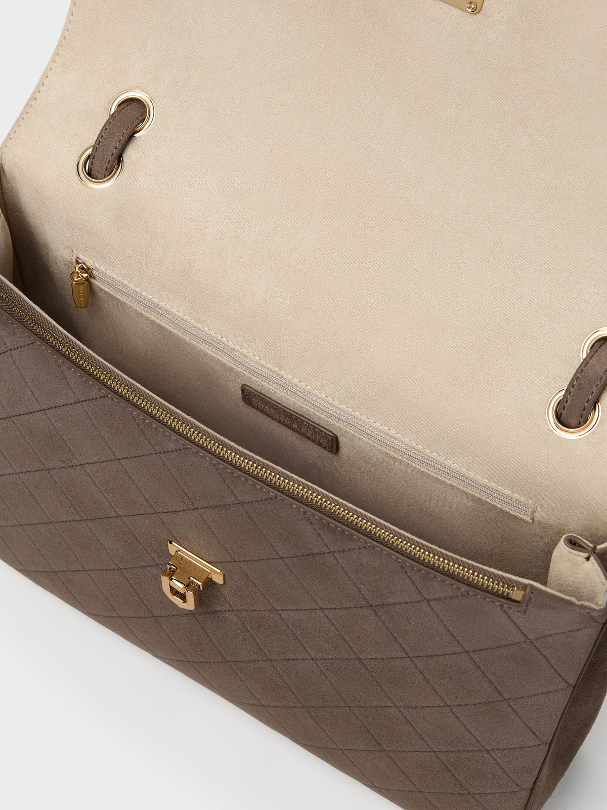CHARLES & KEITH Value | Connie Quilted Shoulder Bag - Stone Grey