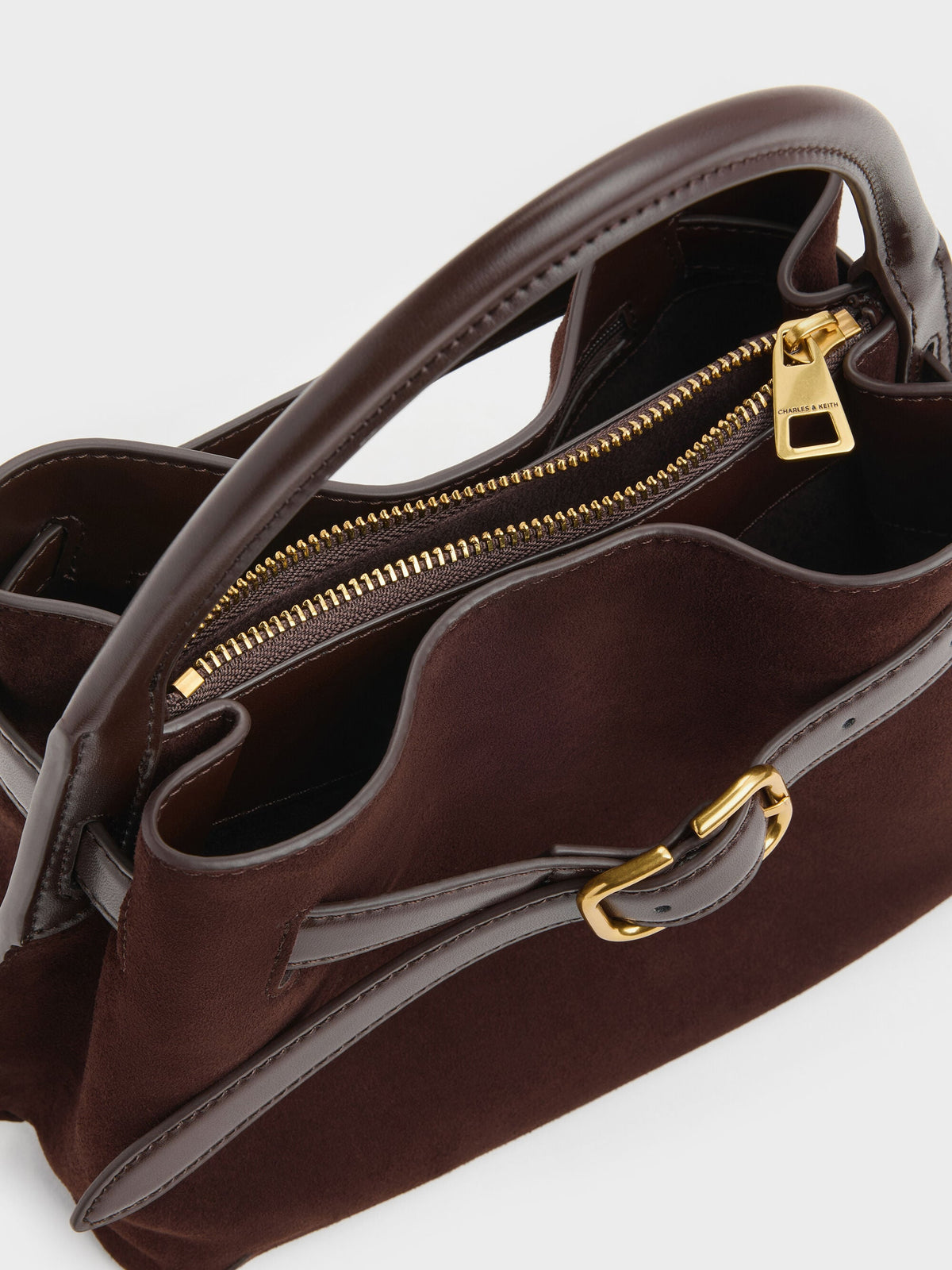 CHARLES & KEITH Premium | Victoria Belted Top Handle Bag - Espresso Brown