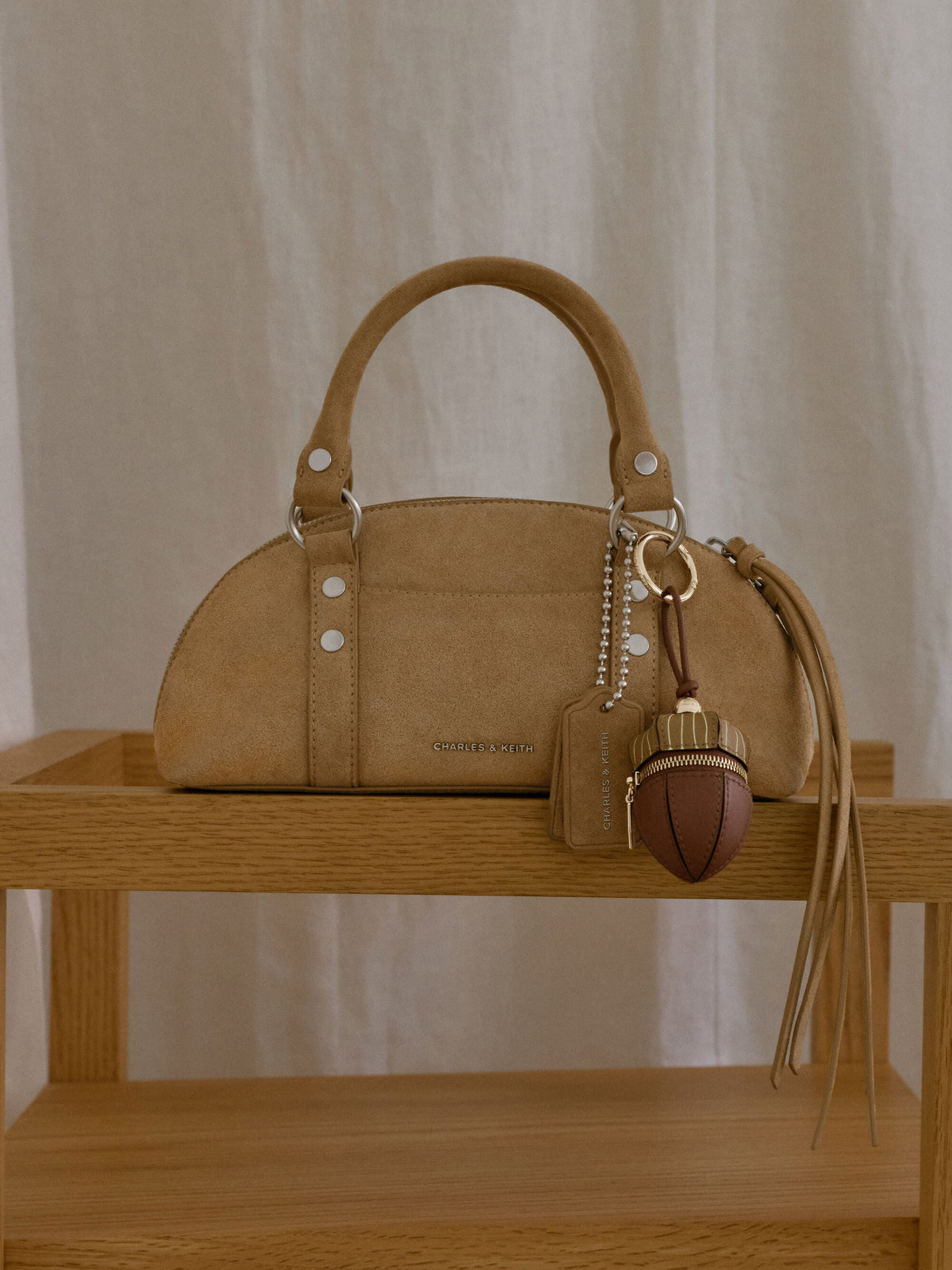 CHARLES & KEITH Value | Tatiana Studded Bowling Bag - Sand
