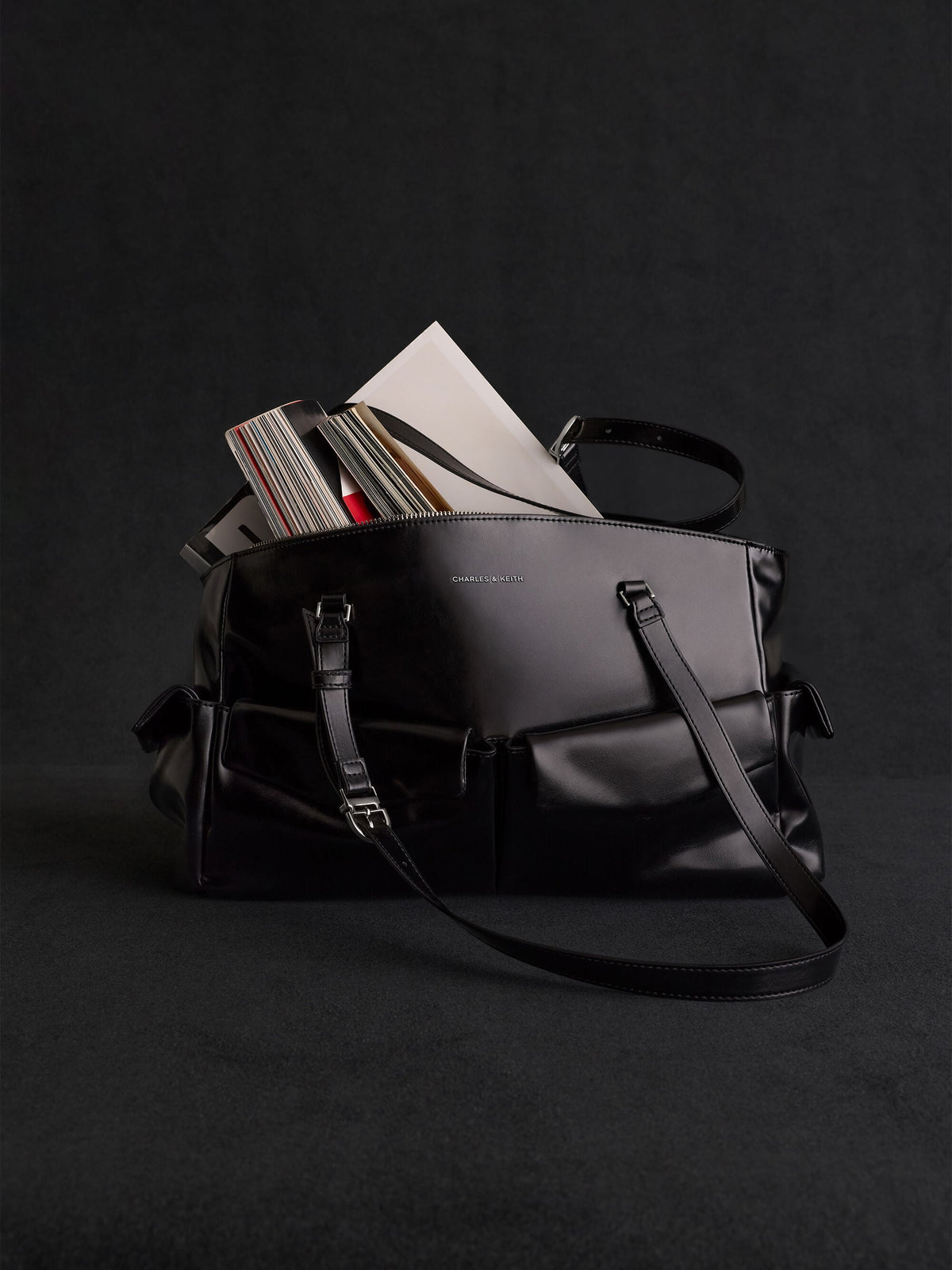 CHARLES & KEITH New | Rachel Multi-Pocket Tote Bag - Noir