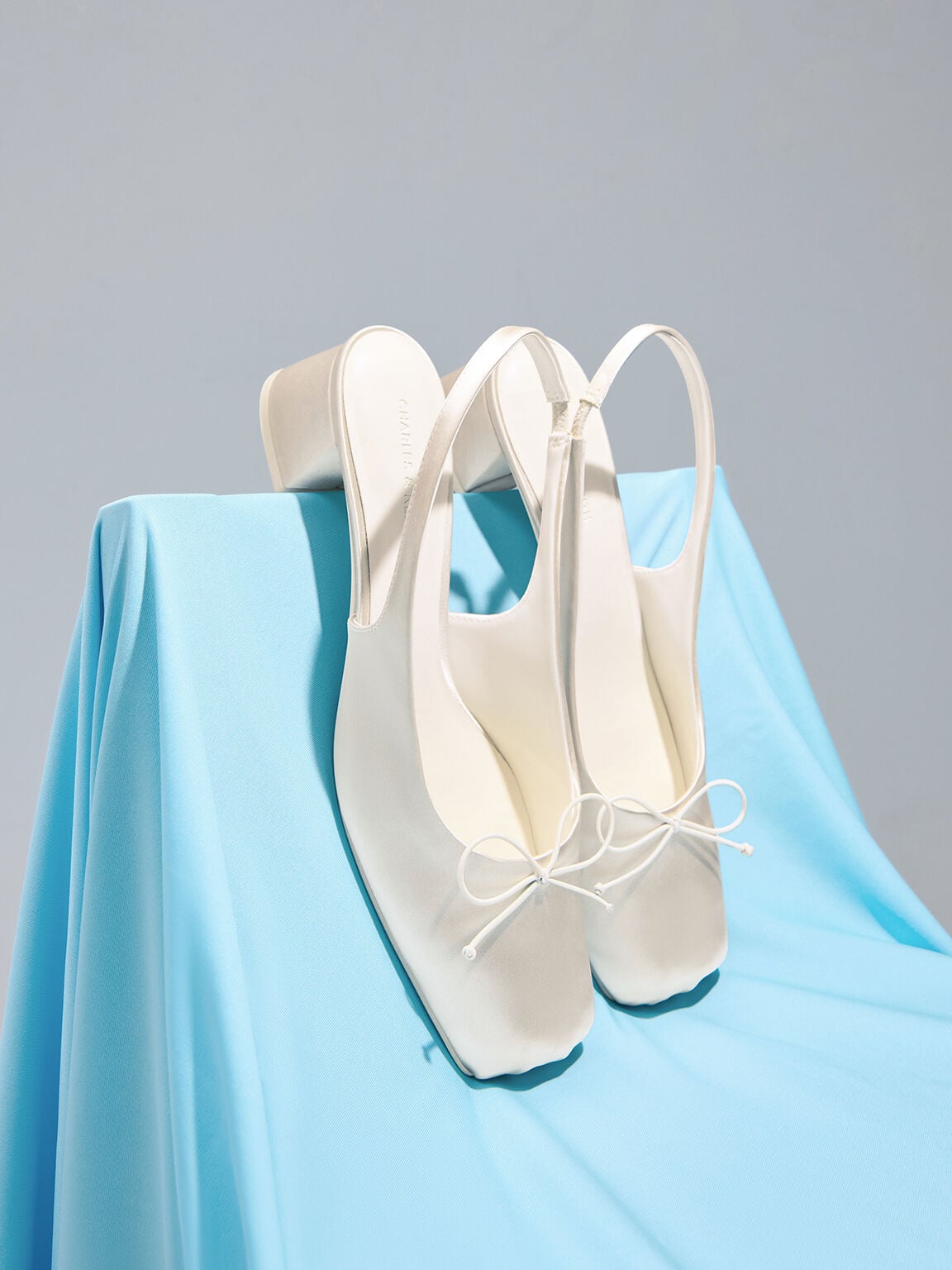 CHARLES & KEITH Quality | Sadira Satin Slingback Pumps - Chalk