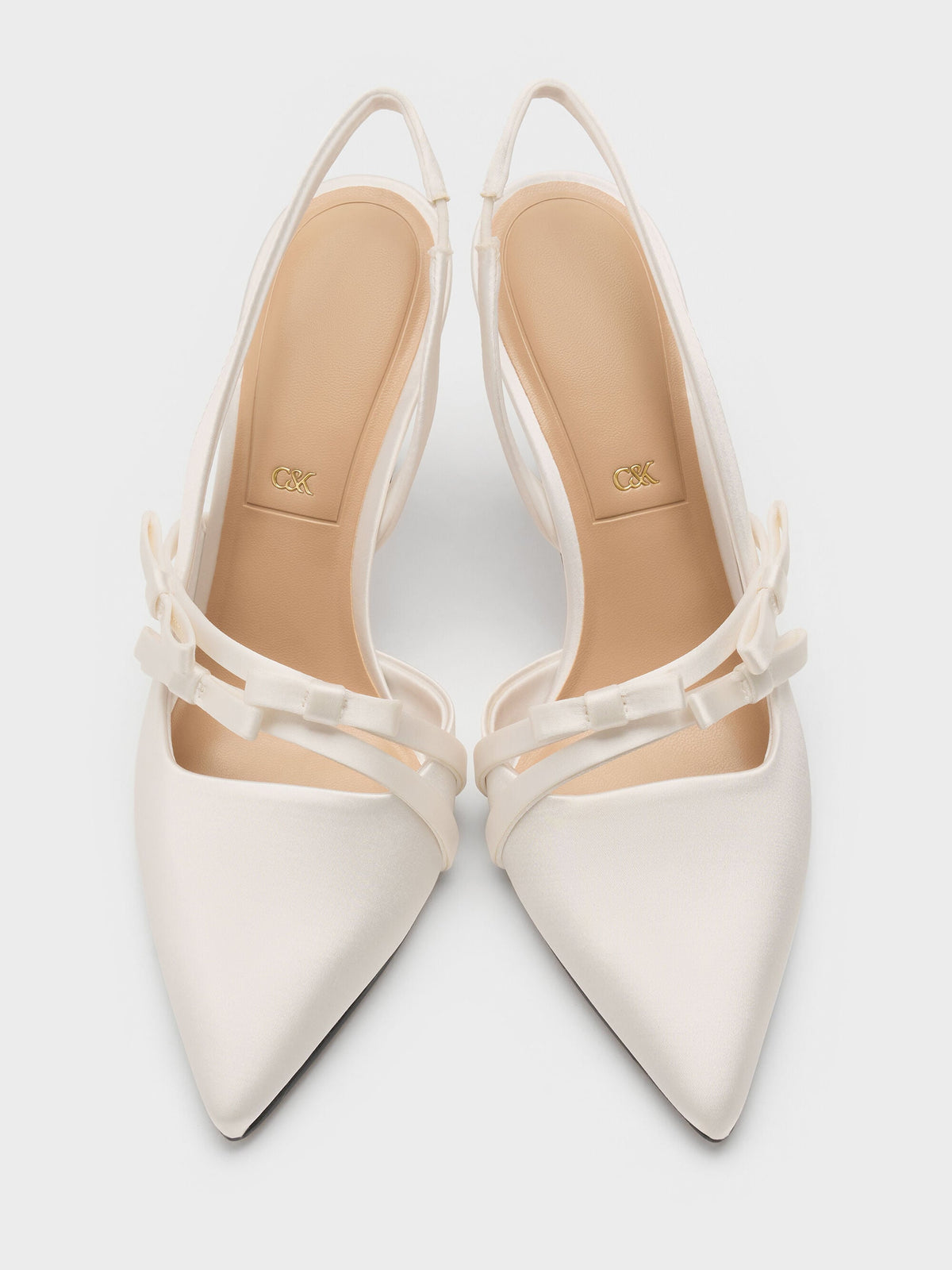 CHARLES & KEITH Quality | Jessy Bow Slingback Pumps - White