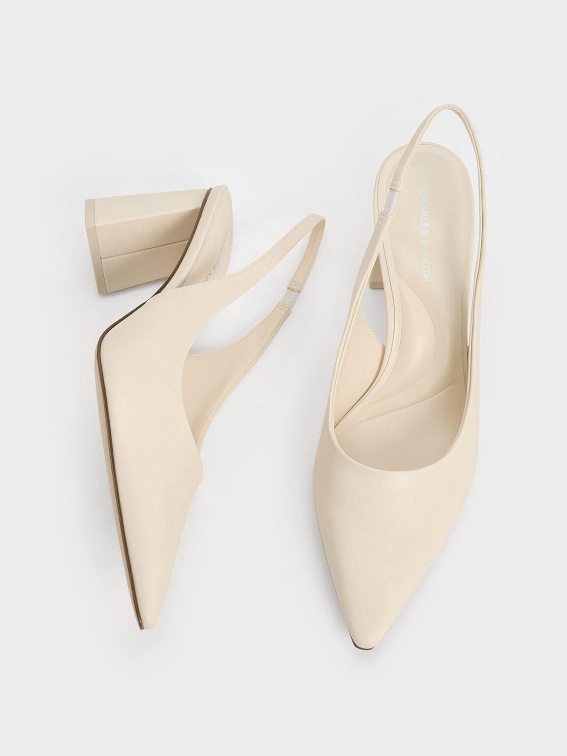 CHARLES & KEITH Everyday | Teagan Pointed Slingback Pumps - Chalk