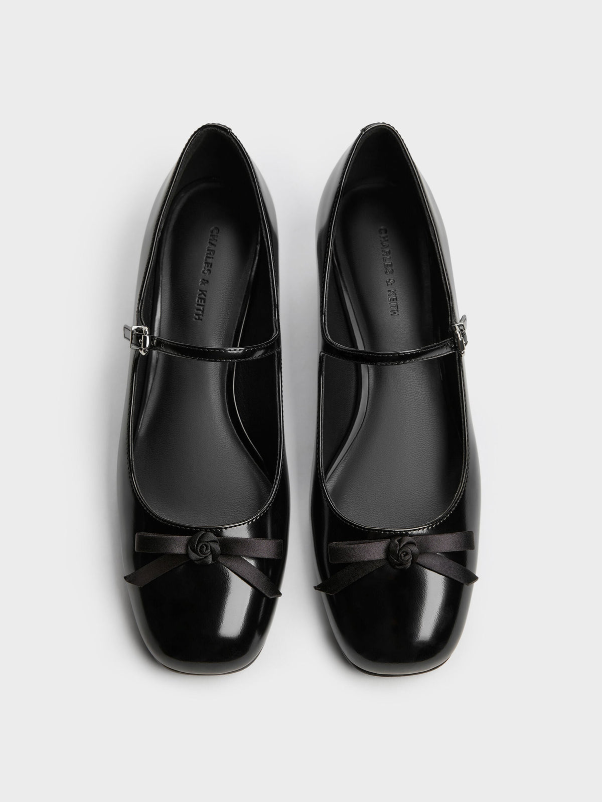 CHARLES & KEITH Recommended | Kelis Rose-Bow Mary Jane Pumps - Black Box