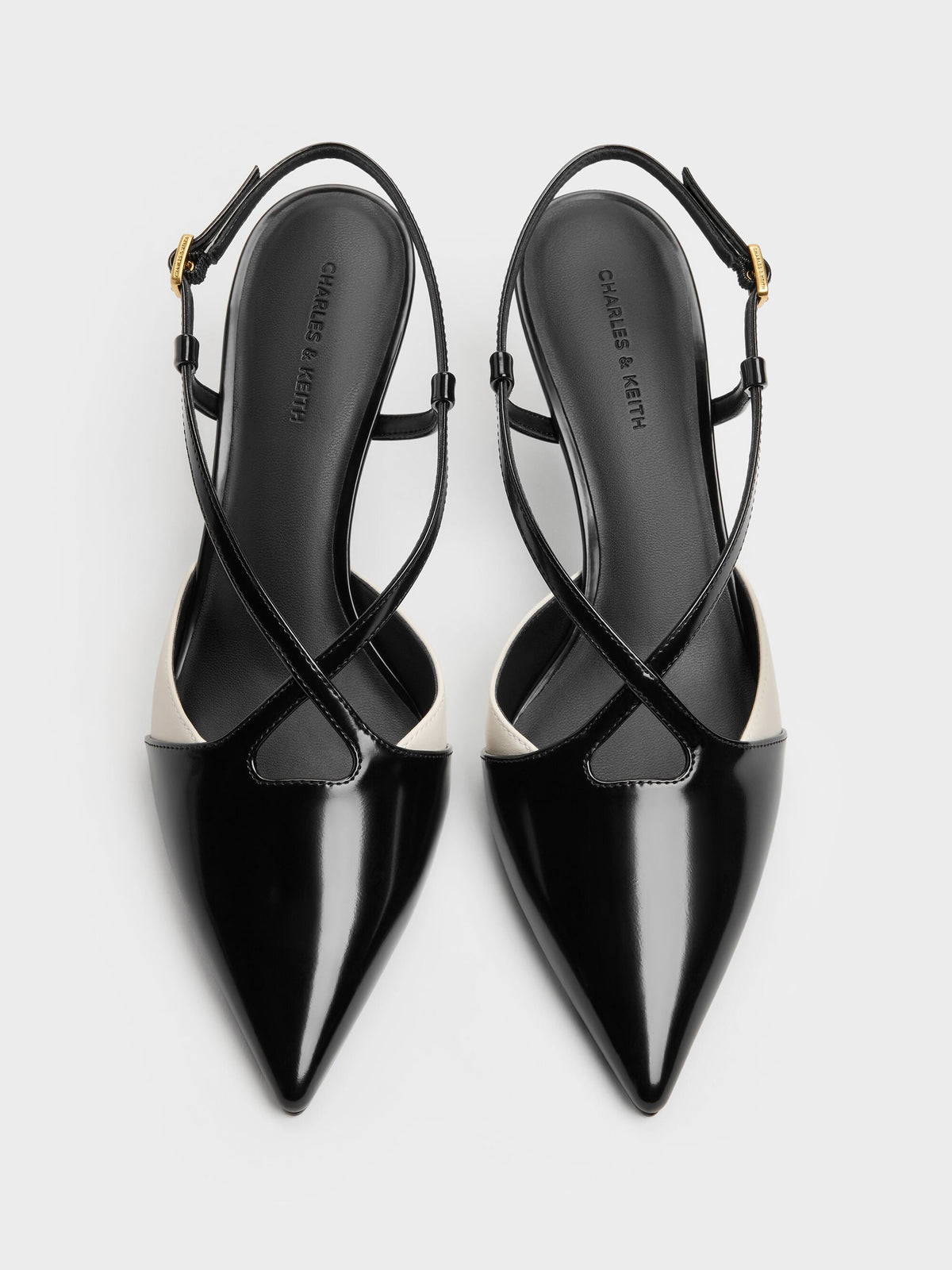 CHARLES & KEITH Smart Buy | Two-Tone Pointed Slingback Pumps - Black Box