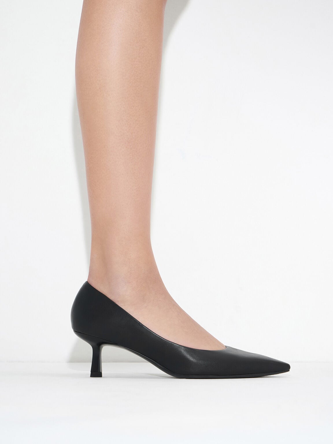 CHARLES & KEITH Best Seller | Emmy Pointed Kitten Heel Pumps - Black