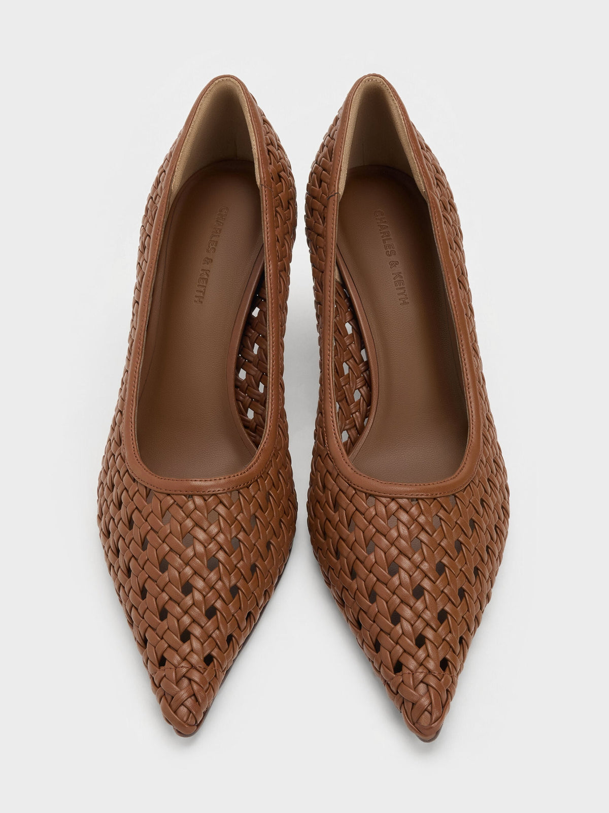 CHARLES & KEITH Popular | Woven Pointed Stiletto Pumps - Brown