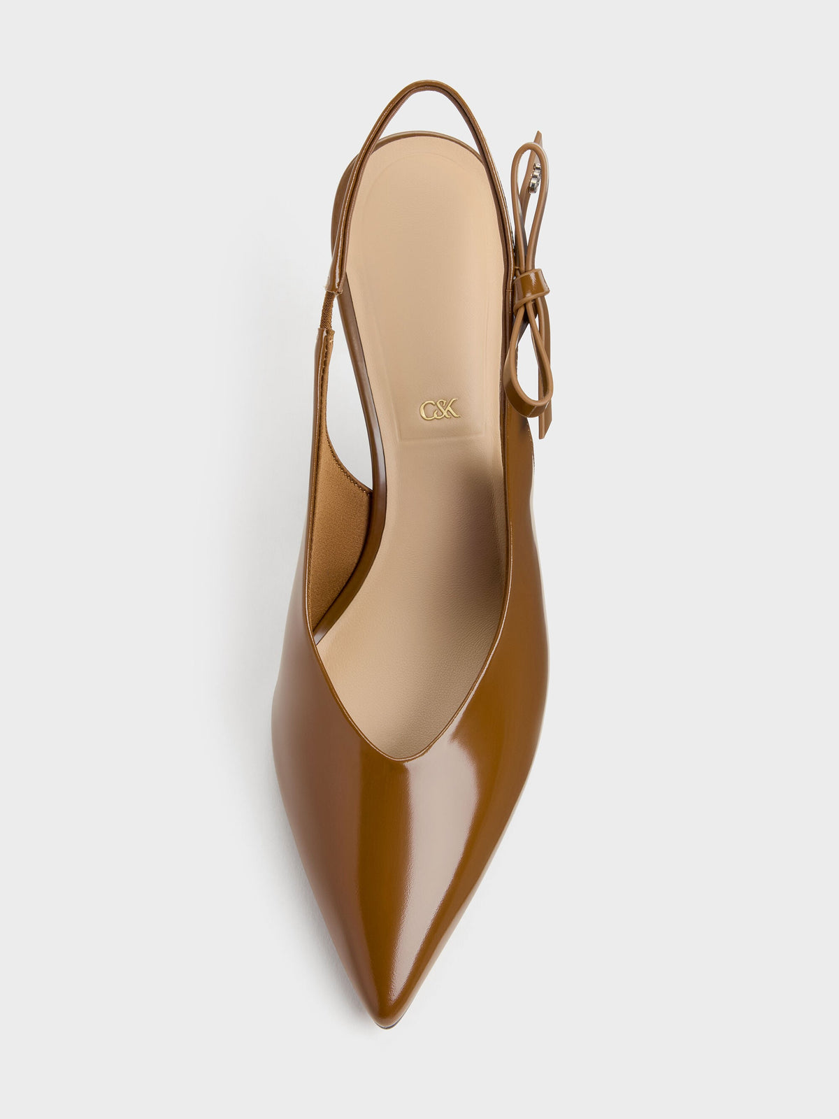 CHARLES & KEITH Everyday | Anastasia Leather Slingback Pumps - Brown