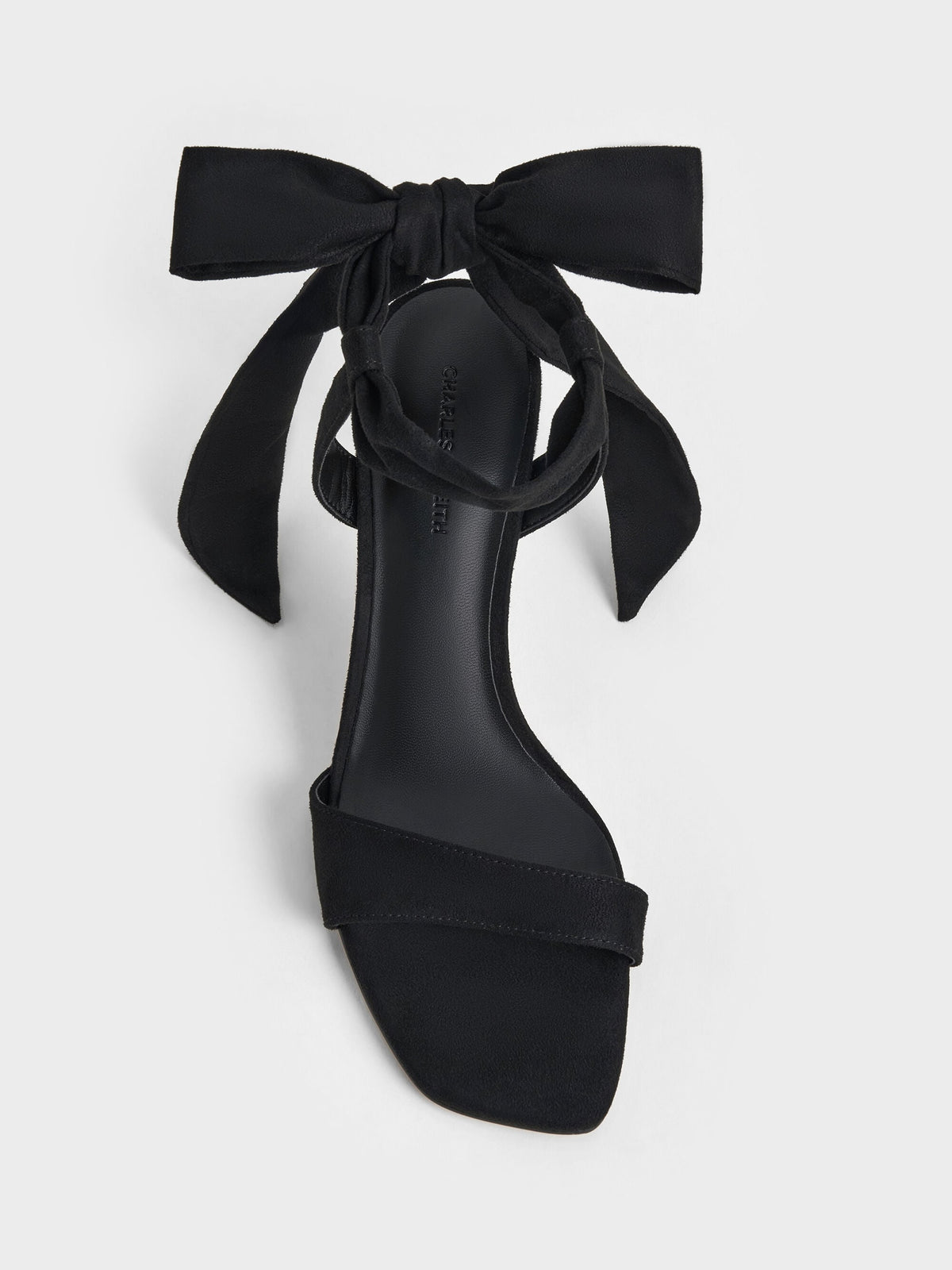 CHARLES & KEITH Smart Buy | Eliana Textured Tie-Around Heeled Sandals - Black Textured