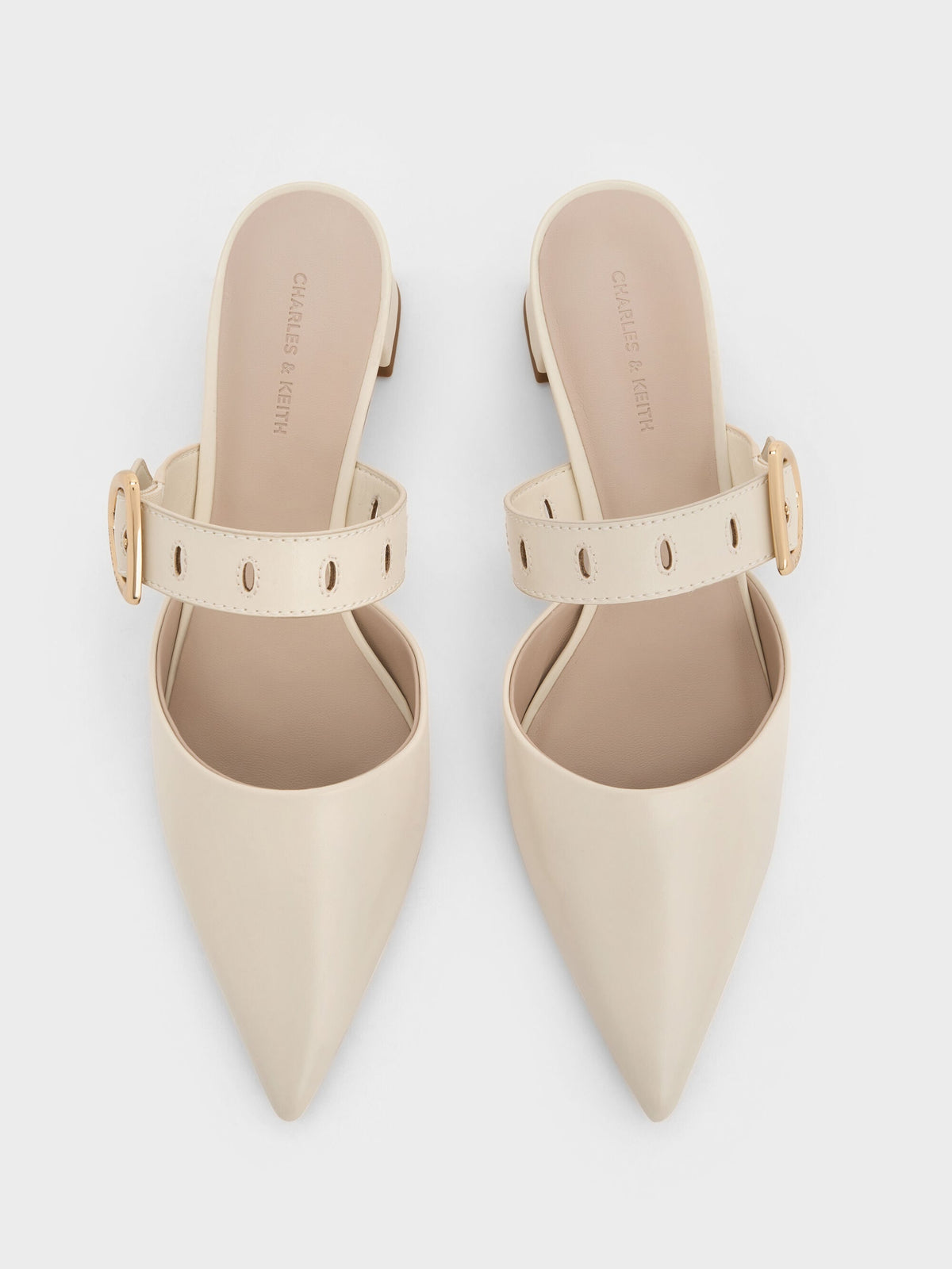 CHARLES & KEITH Great Value | Sepphe Buckle-Strap Heeled Mules - Cream