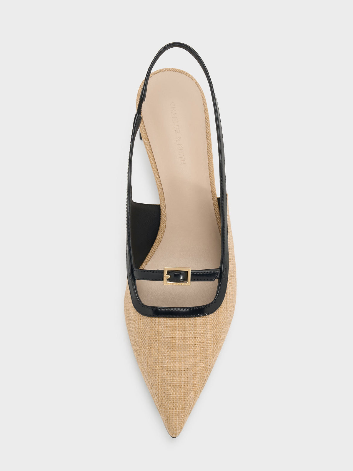 CHARLES & KEITH Best Seller | Woven Buckle-Strap Slingback Pumps - Natural