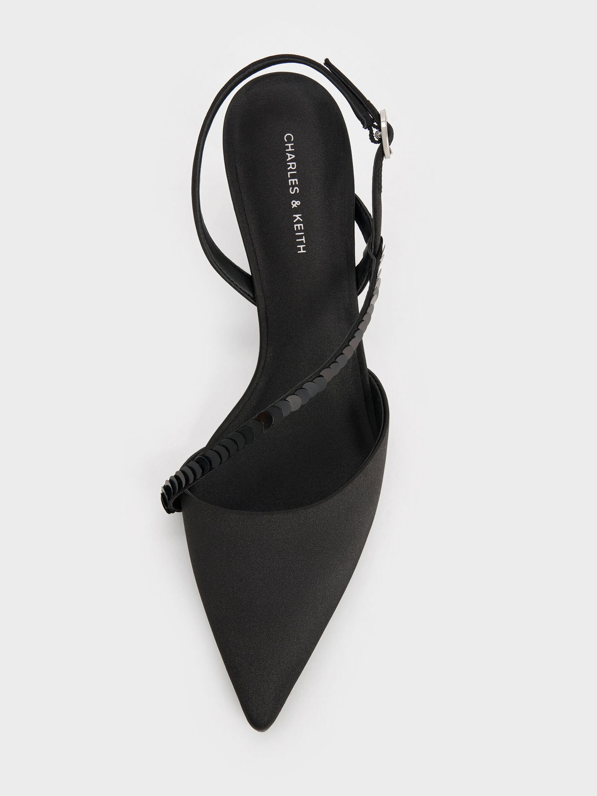 CHARLES & KEITH Everyday | Briella Sequinned Slingback Pumps - Black Textured