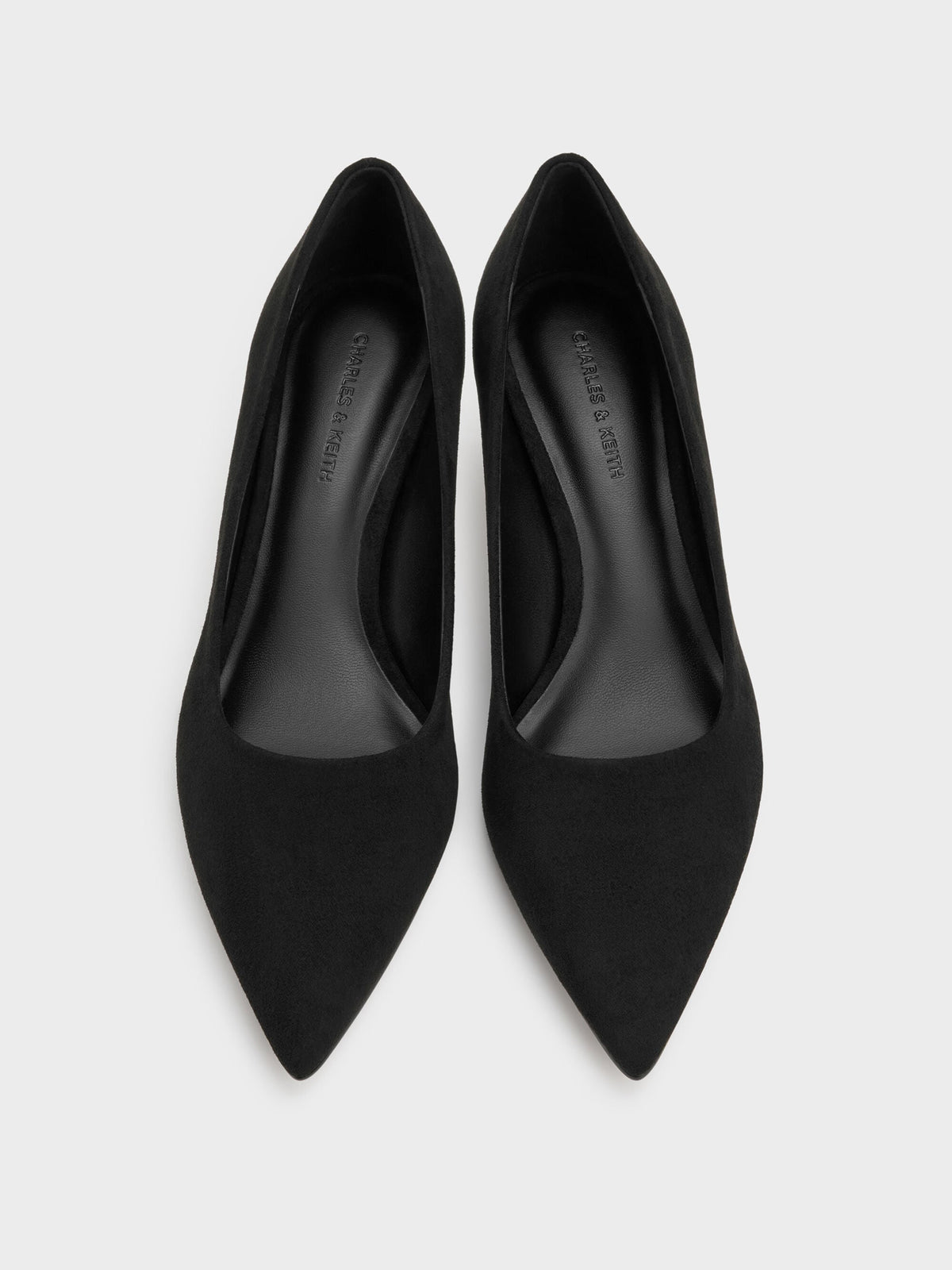 CHARLES & KEITH Special Offer | Cammie Faux Suede Metallic-Heel Pumps - Black Textured