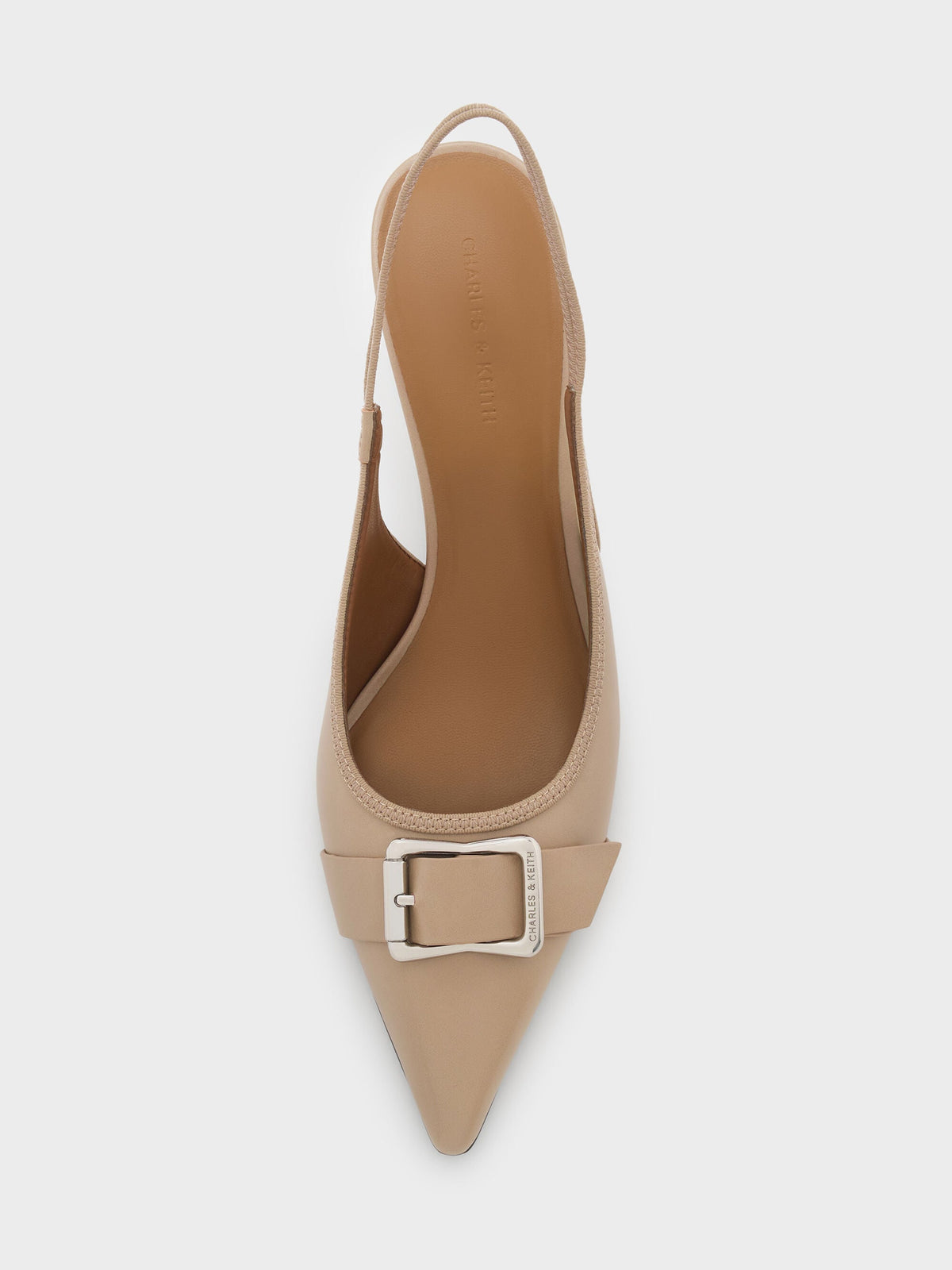 CHARLES & KEITH Popular | Anita Buckled Pointed Slingback Pumps - Taupe