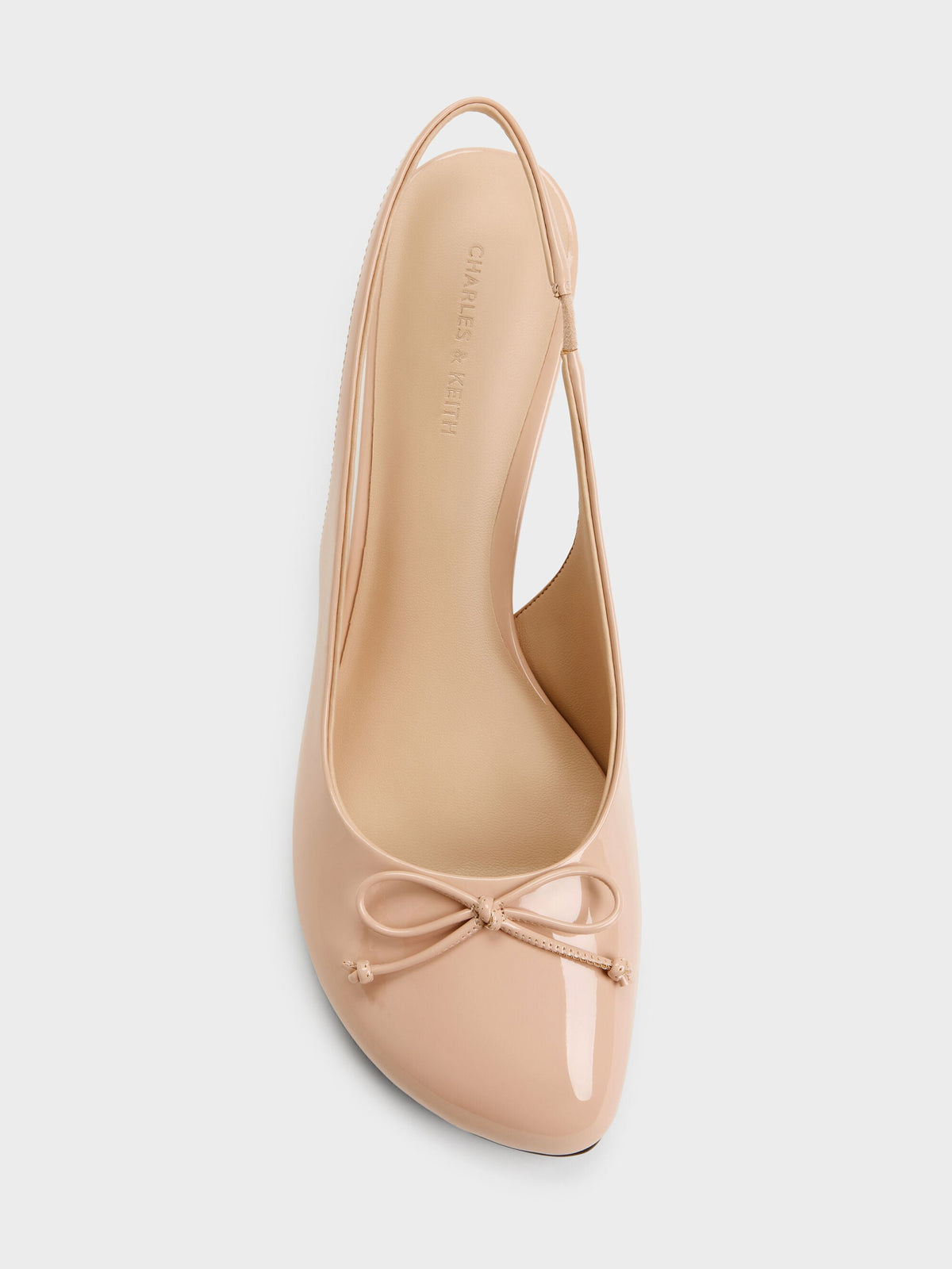 CHARLES & KEITH Top Pick | Imani Patent Asymmetric Slingback Pumps - Nude