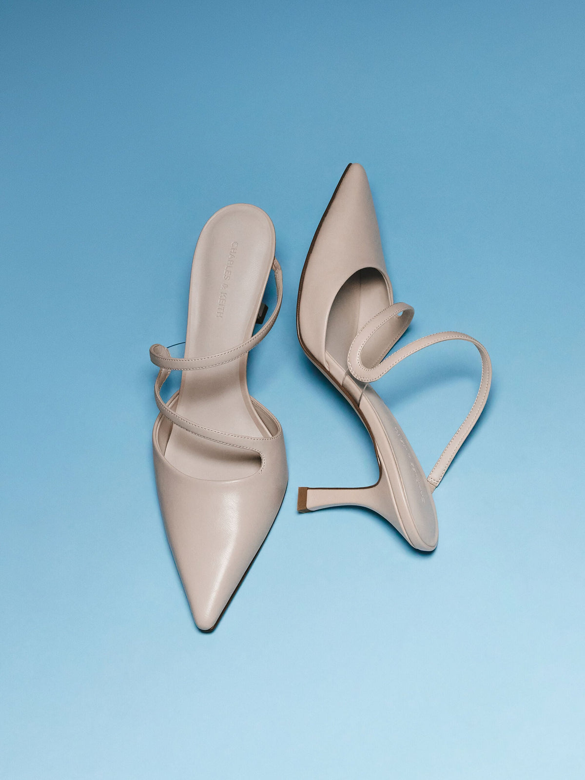 CHARLES & KEITH Quality | Arden Pointed Wavy Heeled Mules - Light Pink