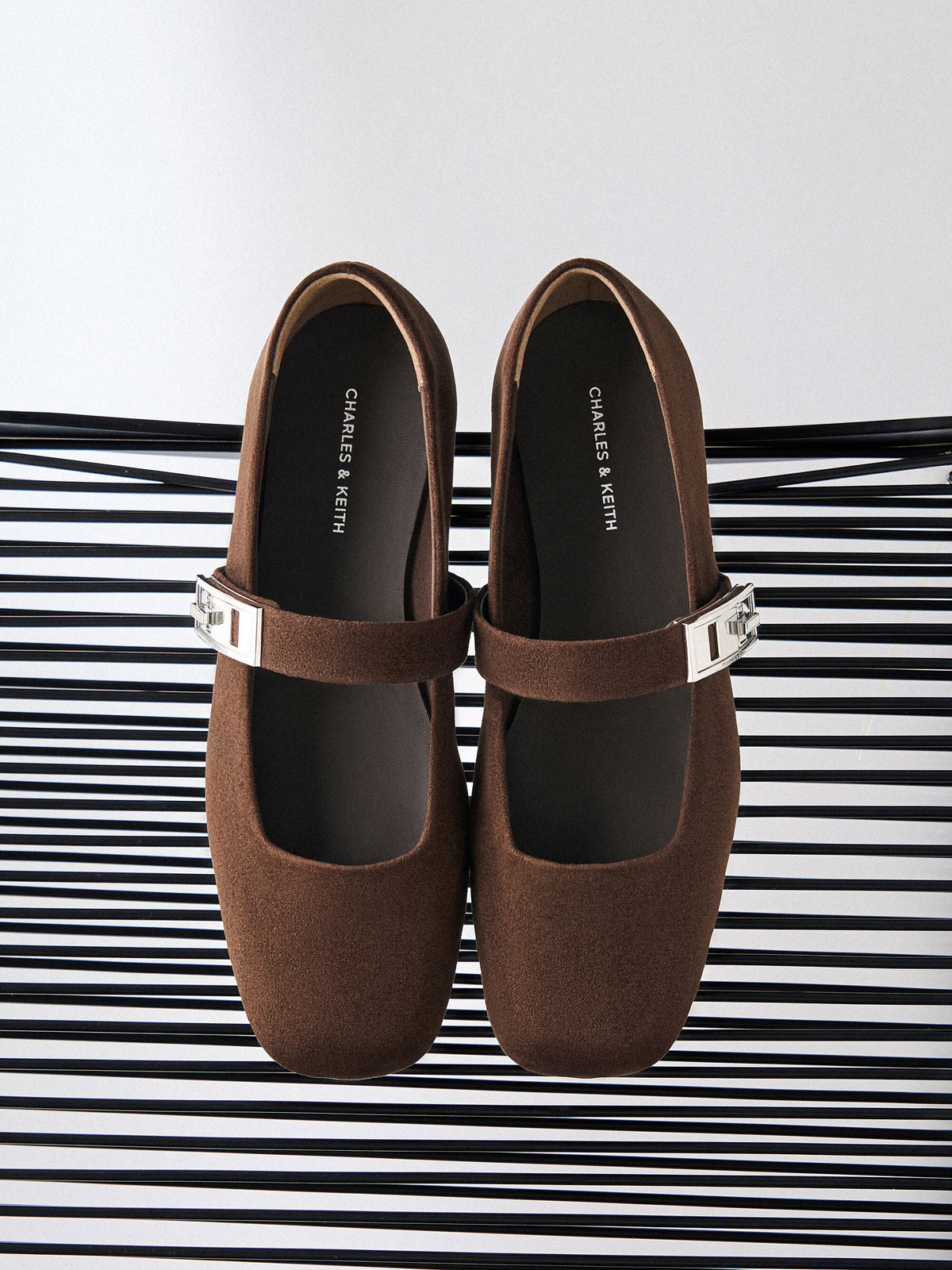 CHARLES & KEITH Popular | Lando Faux Suede Mary Jane Pumps - Dark Brown Textured