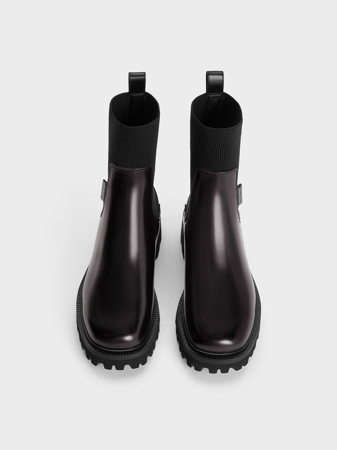 CHARLES & KEITH Great Value | Remy Ridged-Sole Chelsea Boots - Burgundy