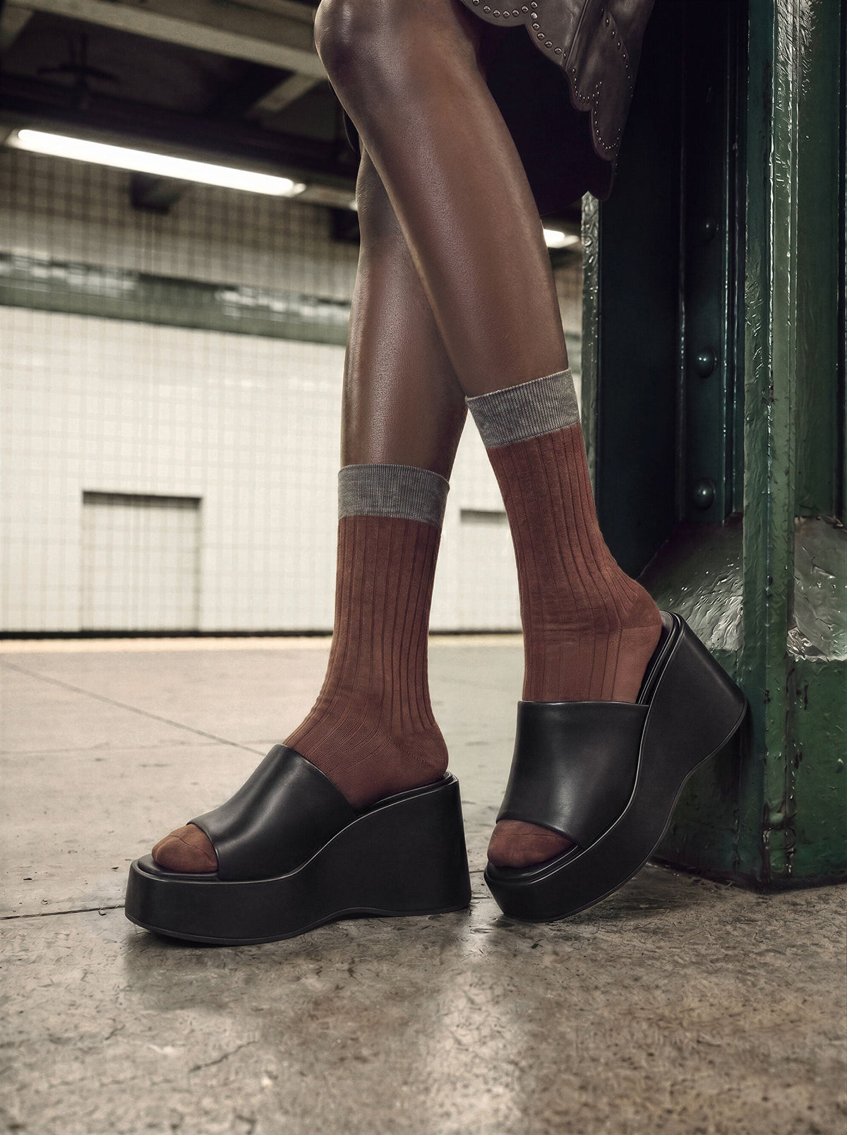 CHARLES & KEITH Deals | Wide-Strap Platform Wedges - Black