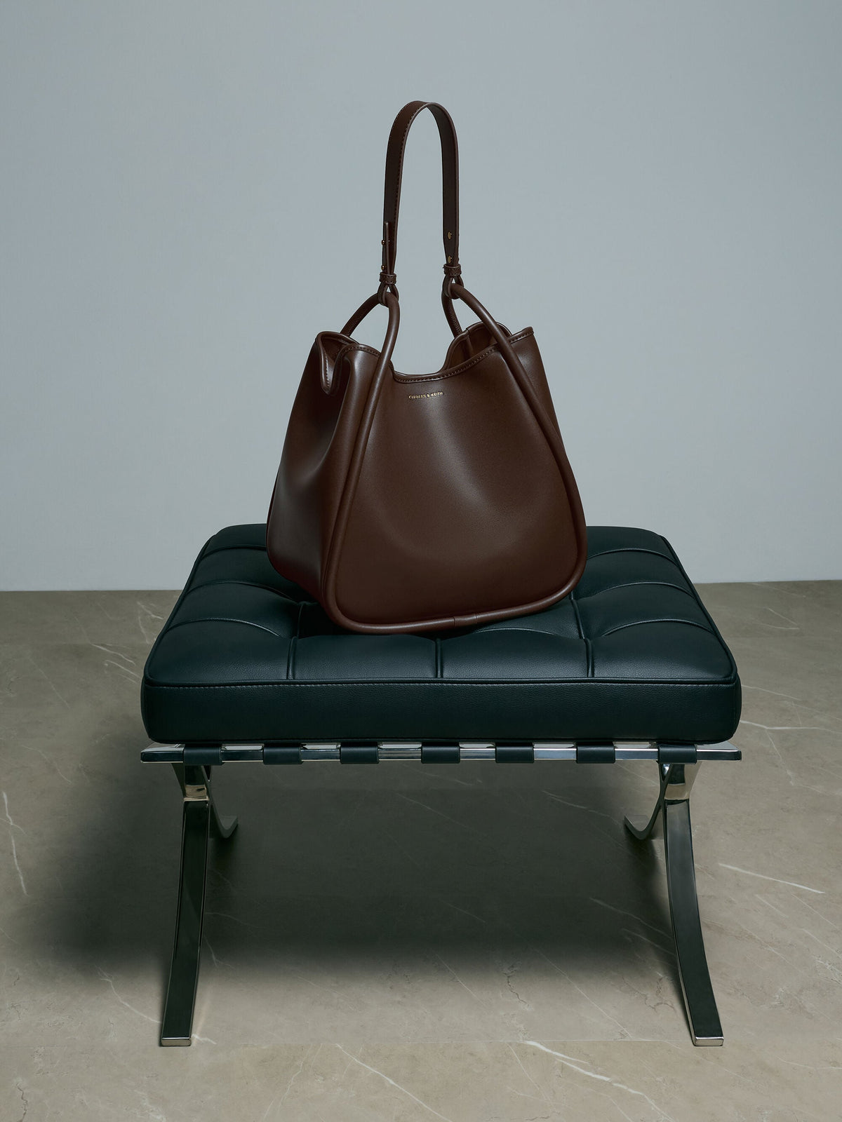 CHARLES & KEITH Featured | Lyla Tubular Slouchy Tote Bag - Espresso Brown
