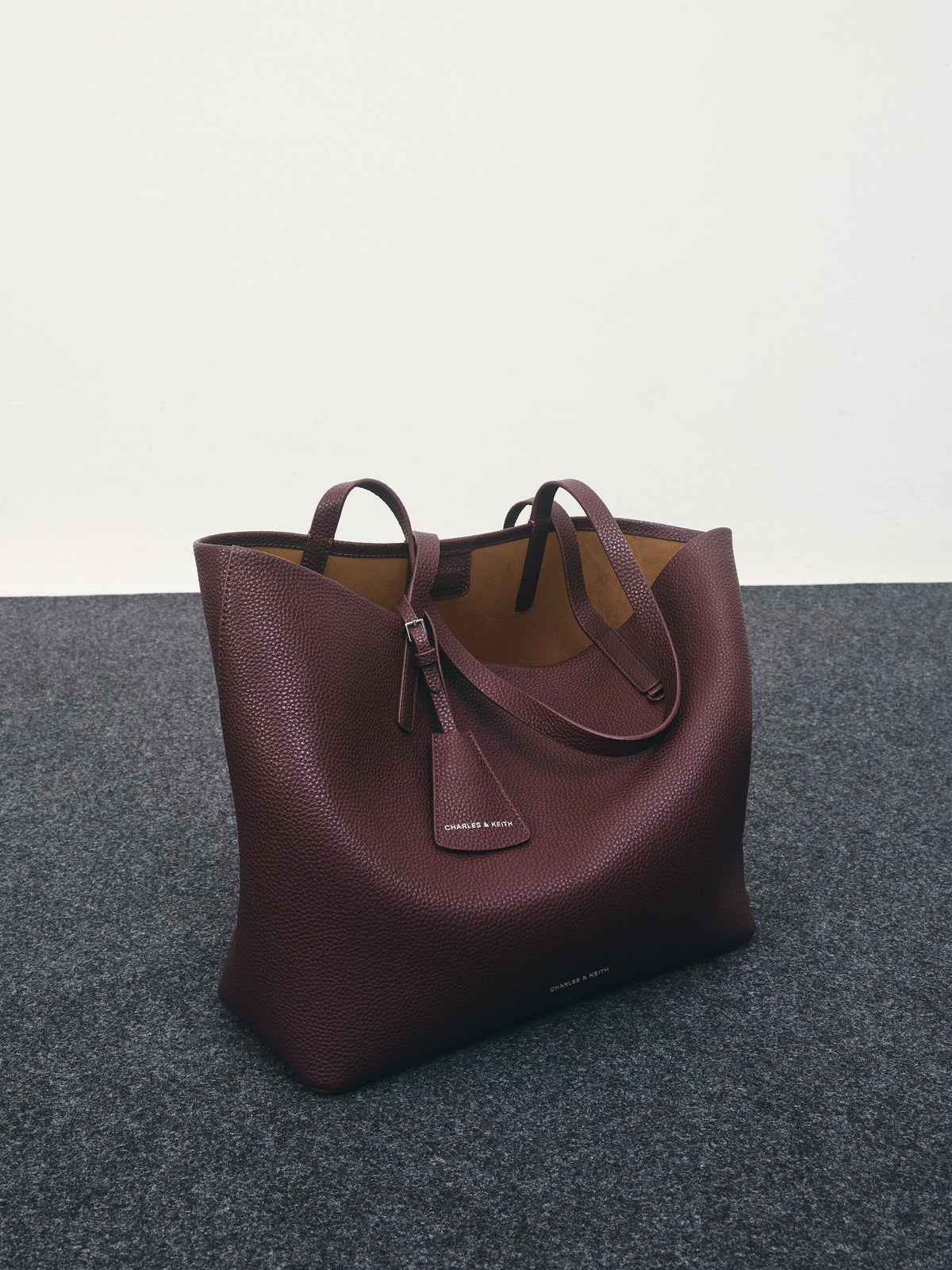 CHARLES & KEITH Best Seller | Beryl Tote Bag - Wineberry Red