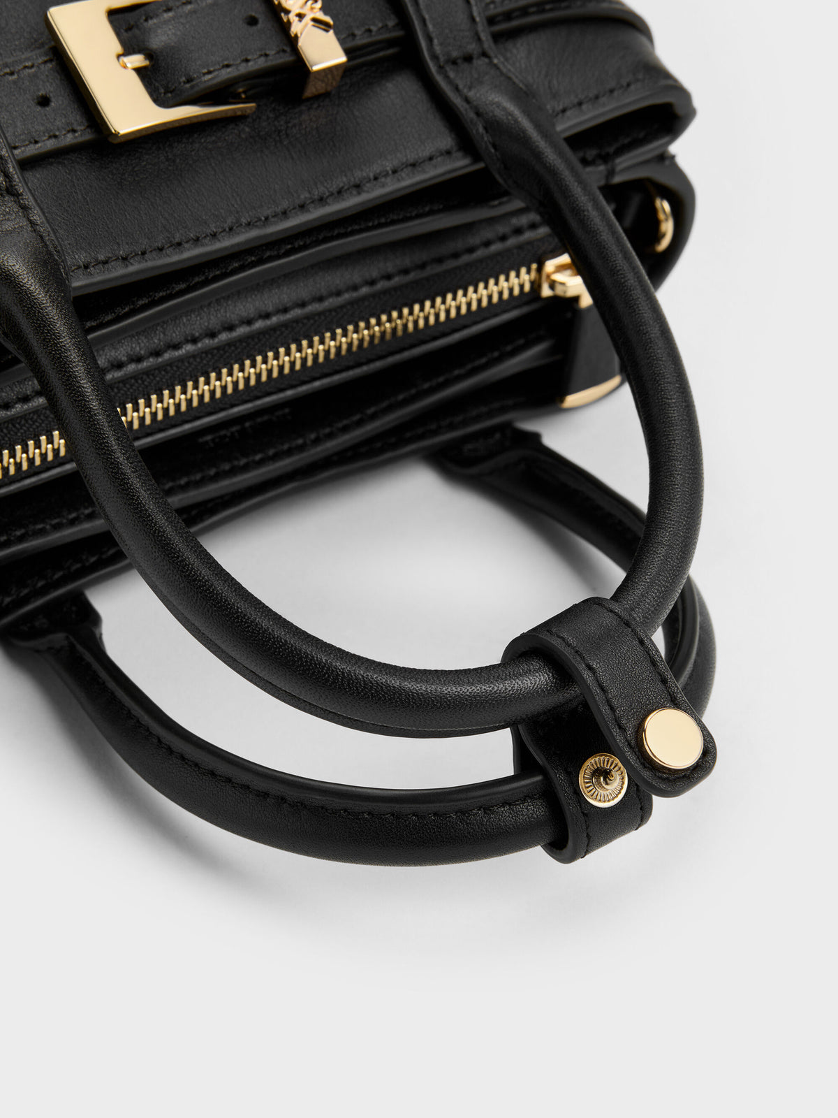 CHARLES & KEITH Classic | Jody Leather Belted Tote Bag - Black