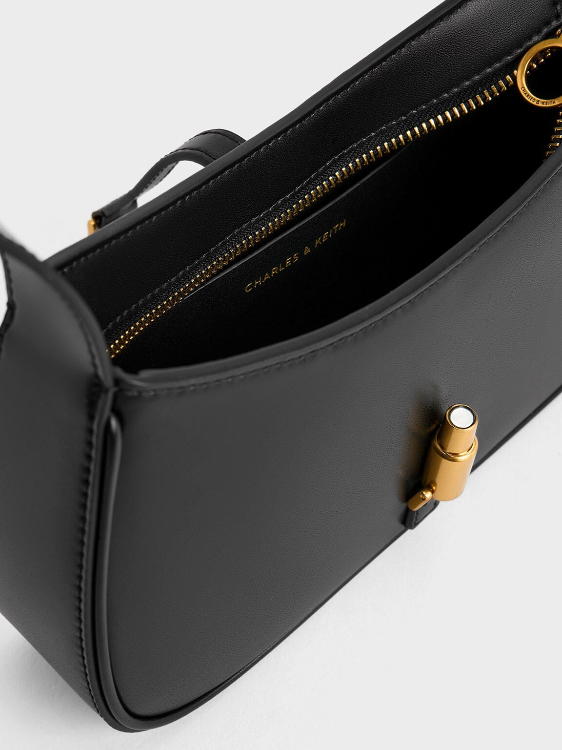 CHARLES & KEITH Trending | Cesia Metallic-Accent Shoulder Bag - Black