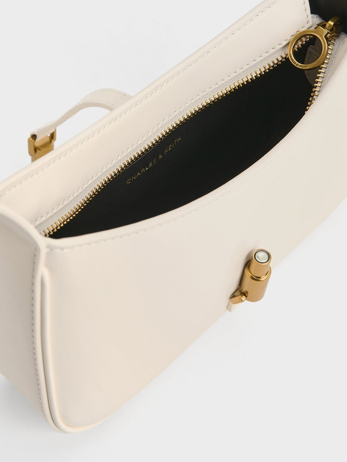 CHARLES & KEITH Top Pick | Cesia Metallic-Accent Shoulder Bag - Cream