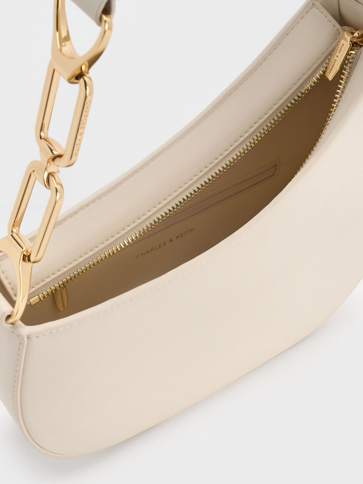CHARLES & KEITH Hot Sale | Agatha Chain-Strap Shoulder Bag - Cream