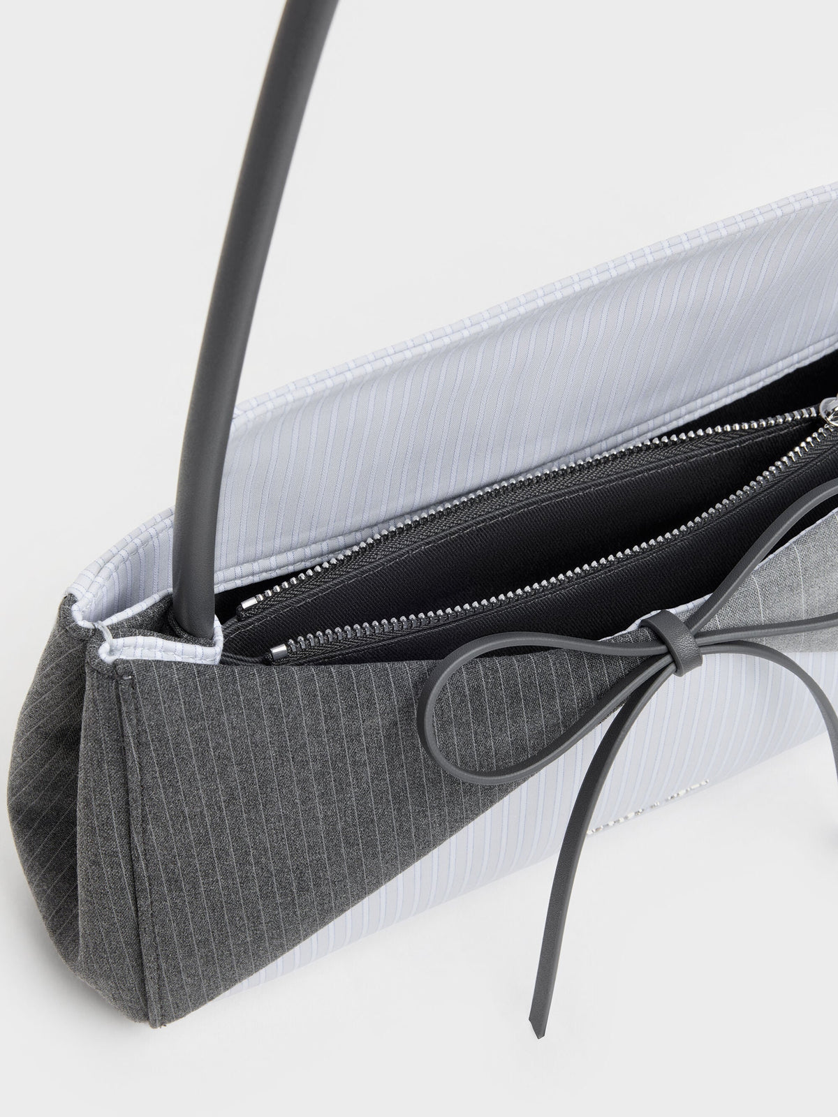CHARLES & KEITH Best Price | Hazel Striped Bow Panelled Shoulder Bag - Grey
